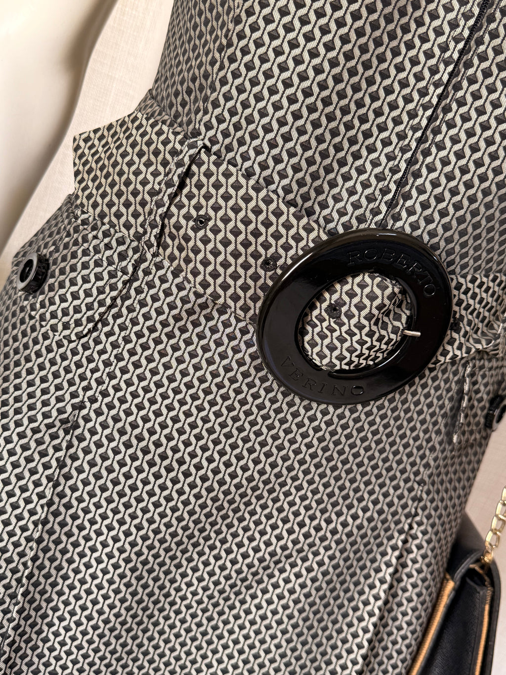 Authentic Roberto Verino Geometric Belted Dress – Size M (Bust 34”) | Luxury Designer Dress UAE