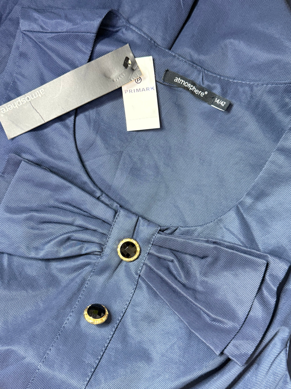Atmosphere Slate Blue Bow Accent Shift Mini Dress – Size L / UK 14 | NWT