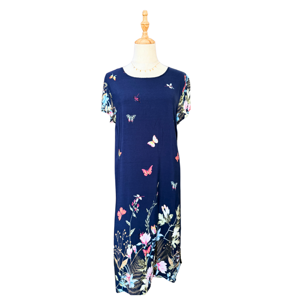 Butterfly and Floral Print Dress (Medium)