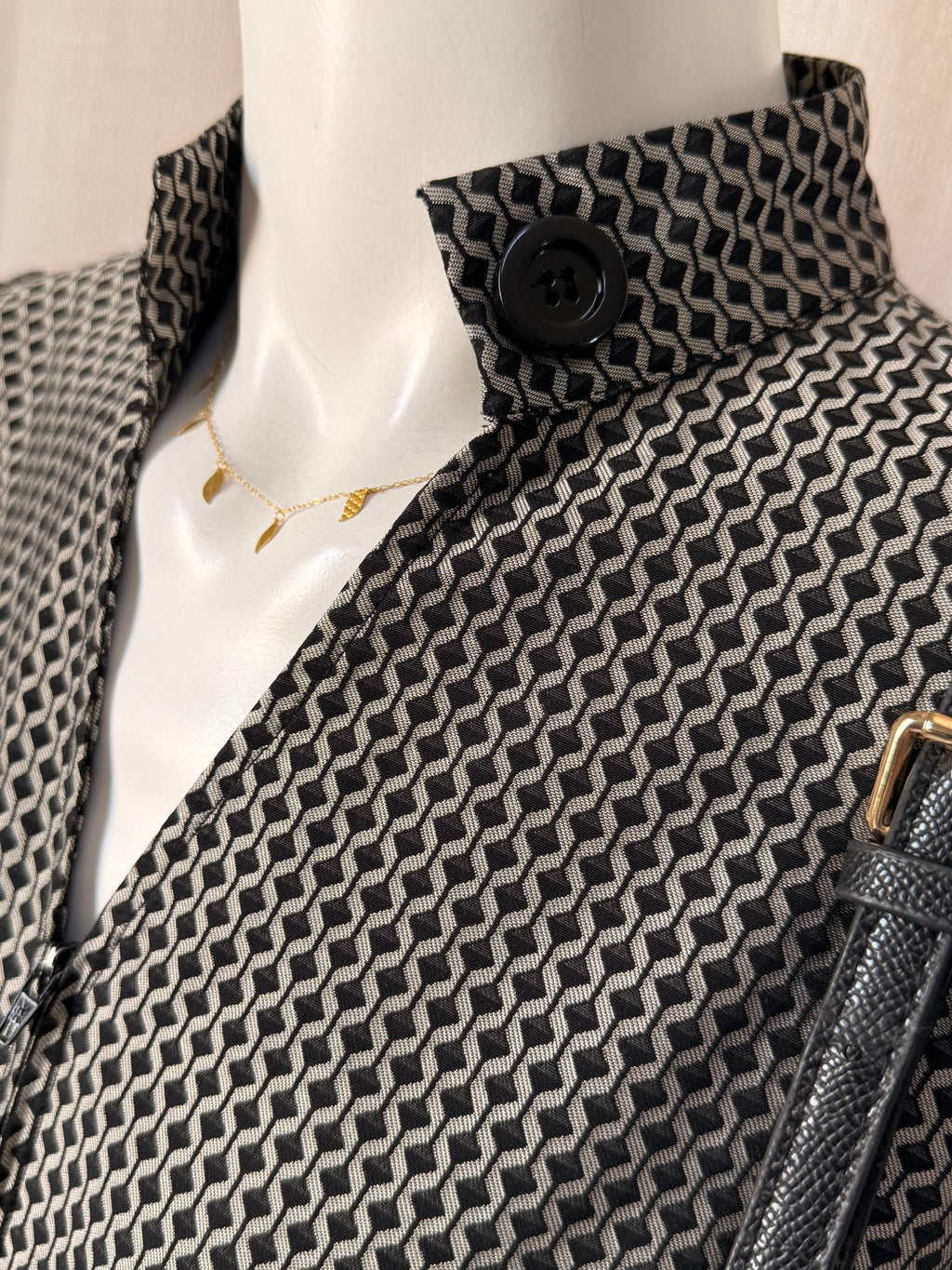 Authentic Roberto Verino Geometric Belted Dress – Size M (Bust 34”) | Luxury Designer Dress UAE