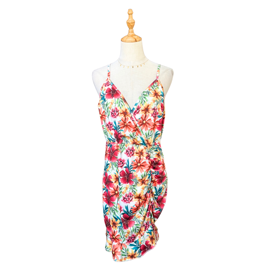 Floral Ruched Mini Dress (M - L)