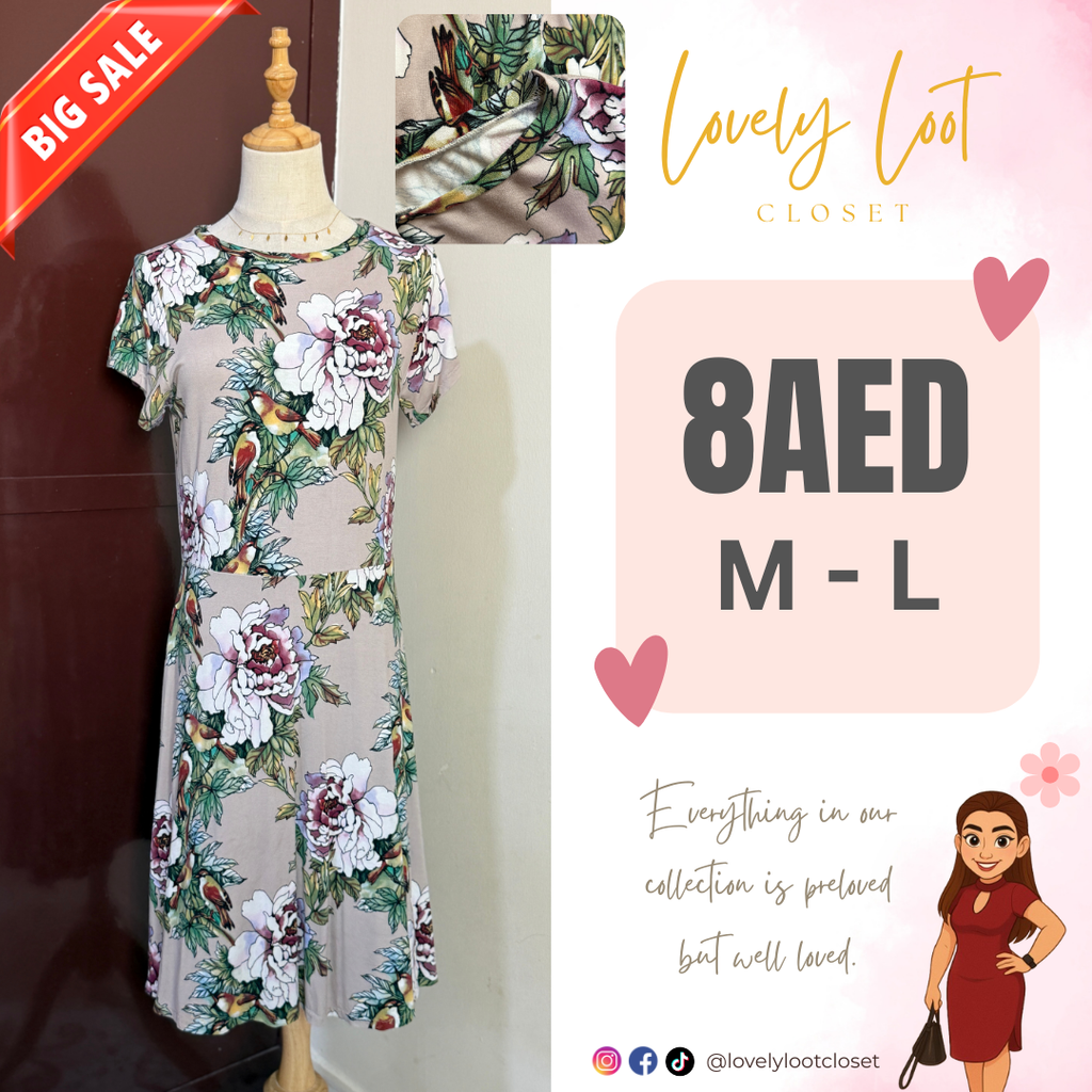 Bird and Floral Print Mini Dress