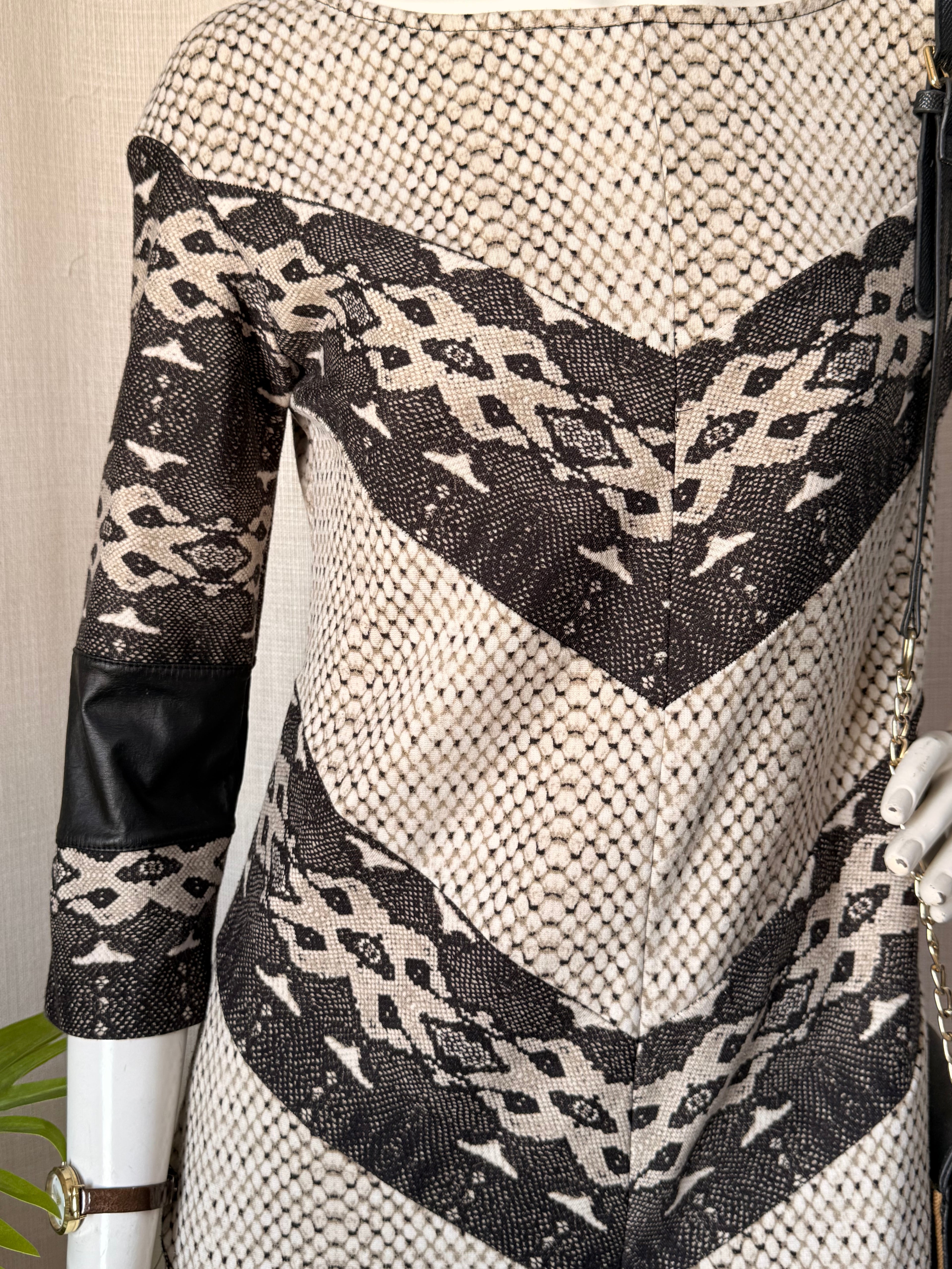 Stradivarius Snakeskin Print Chevron Mini Dress – Size M