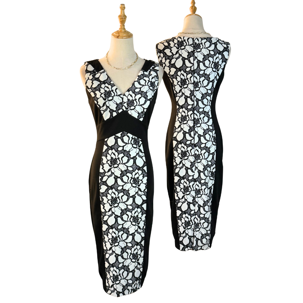 WITH TAG Classic M&S (Marks & Spencer) Floral Bodycon Dress - UK 10