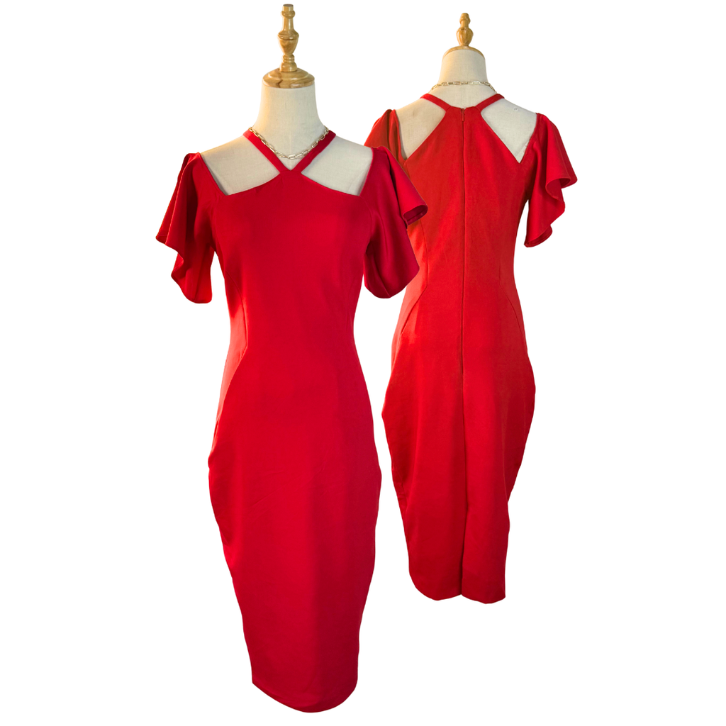 Stunning Preloved COAST Red Bodycon Dress - UK 10 for 25 AED!