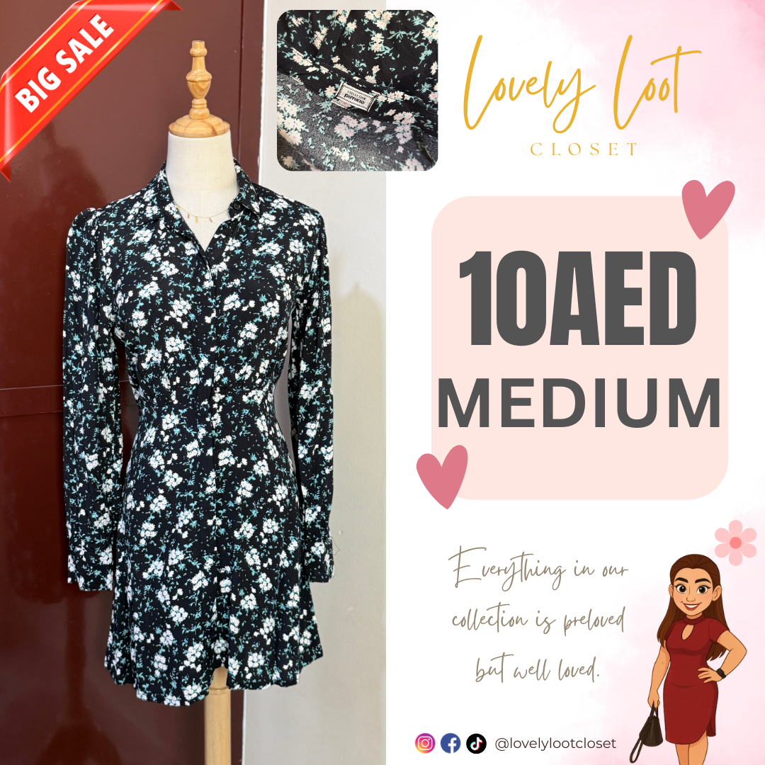 Black Floral Shirt Dress