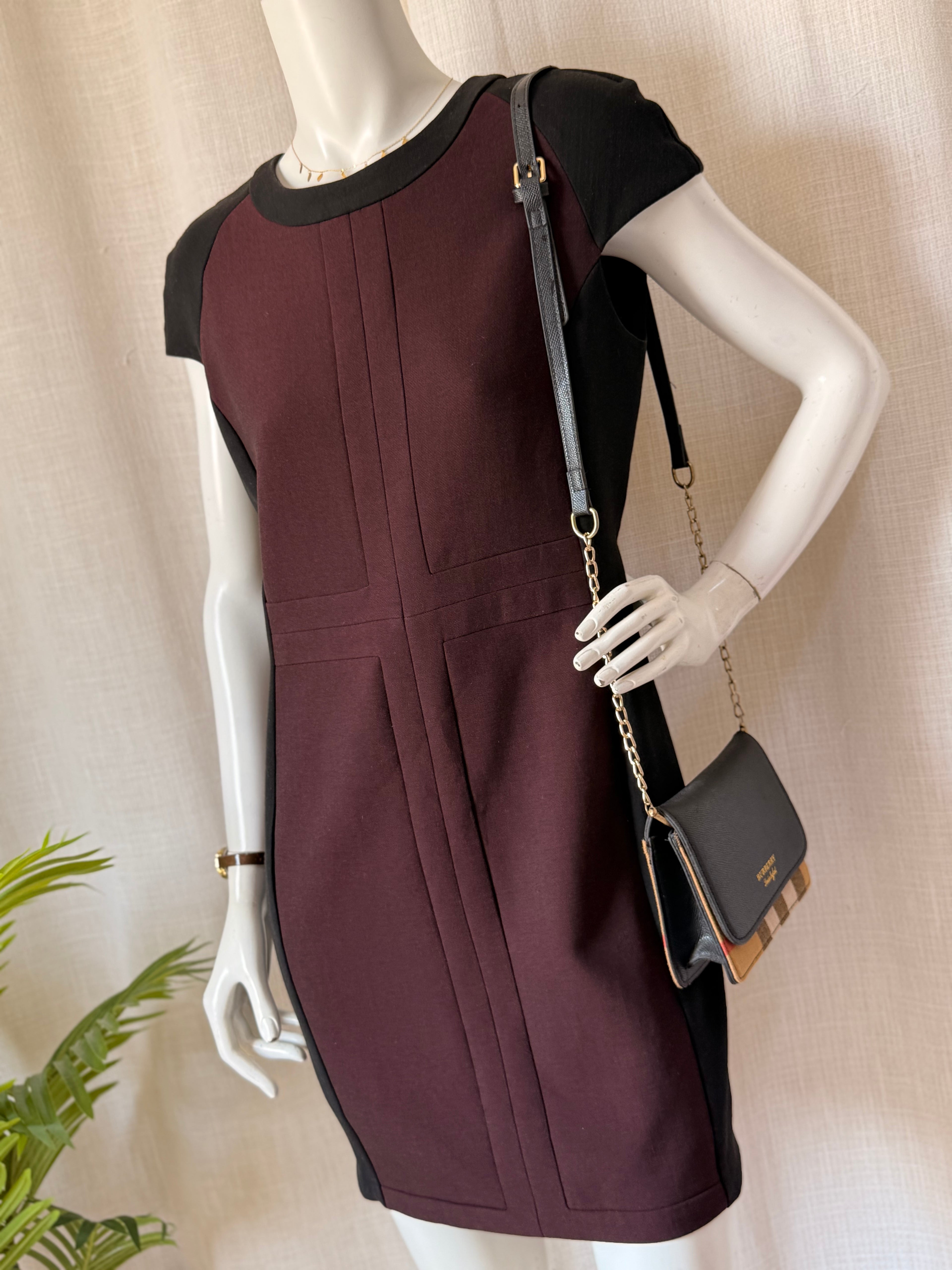 Zara Burgundy & Black Colorblock Mini Dress | Size L