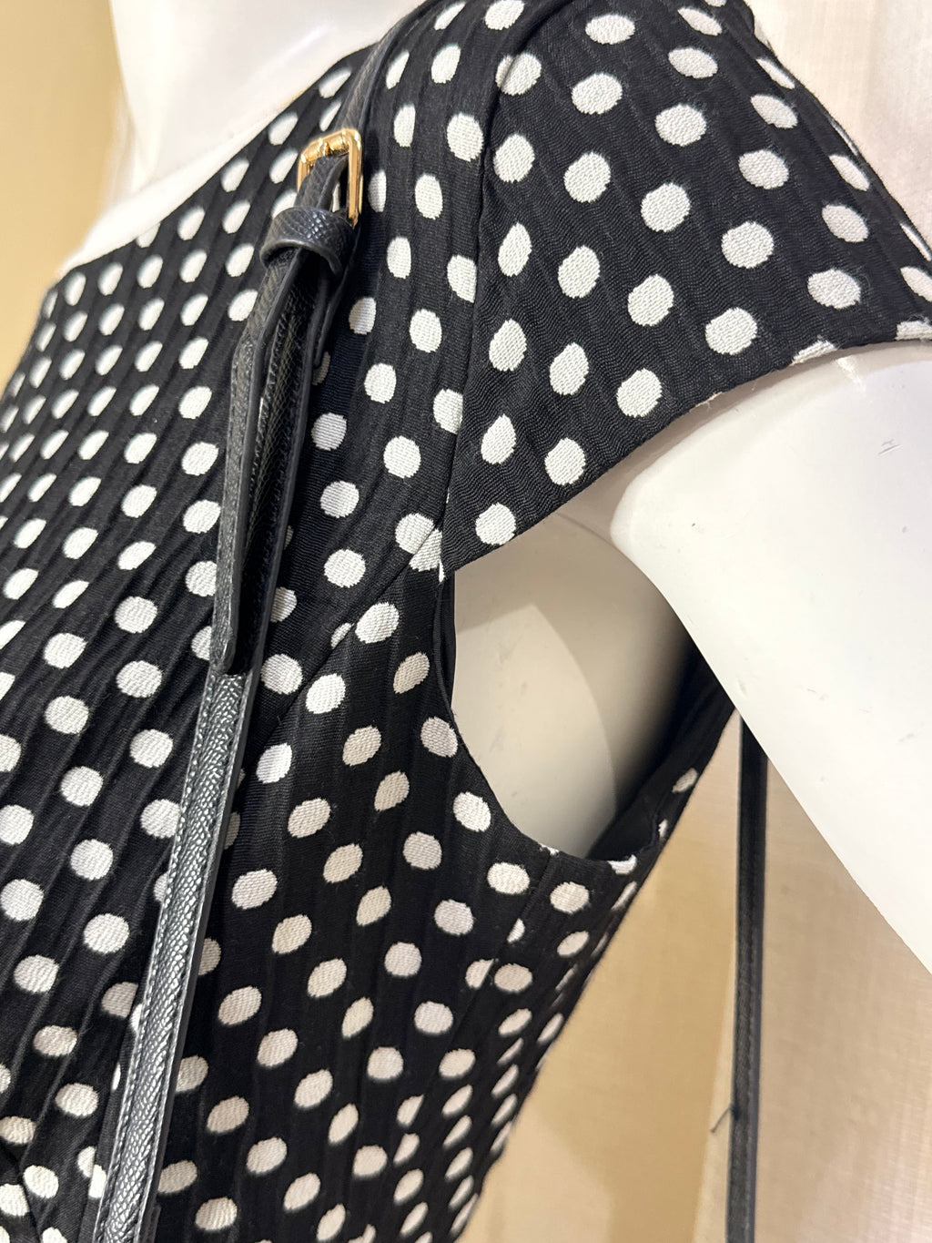 Zara Basic Black & White Polka Dot Pleated Mini Dress – Size M / UK 10