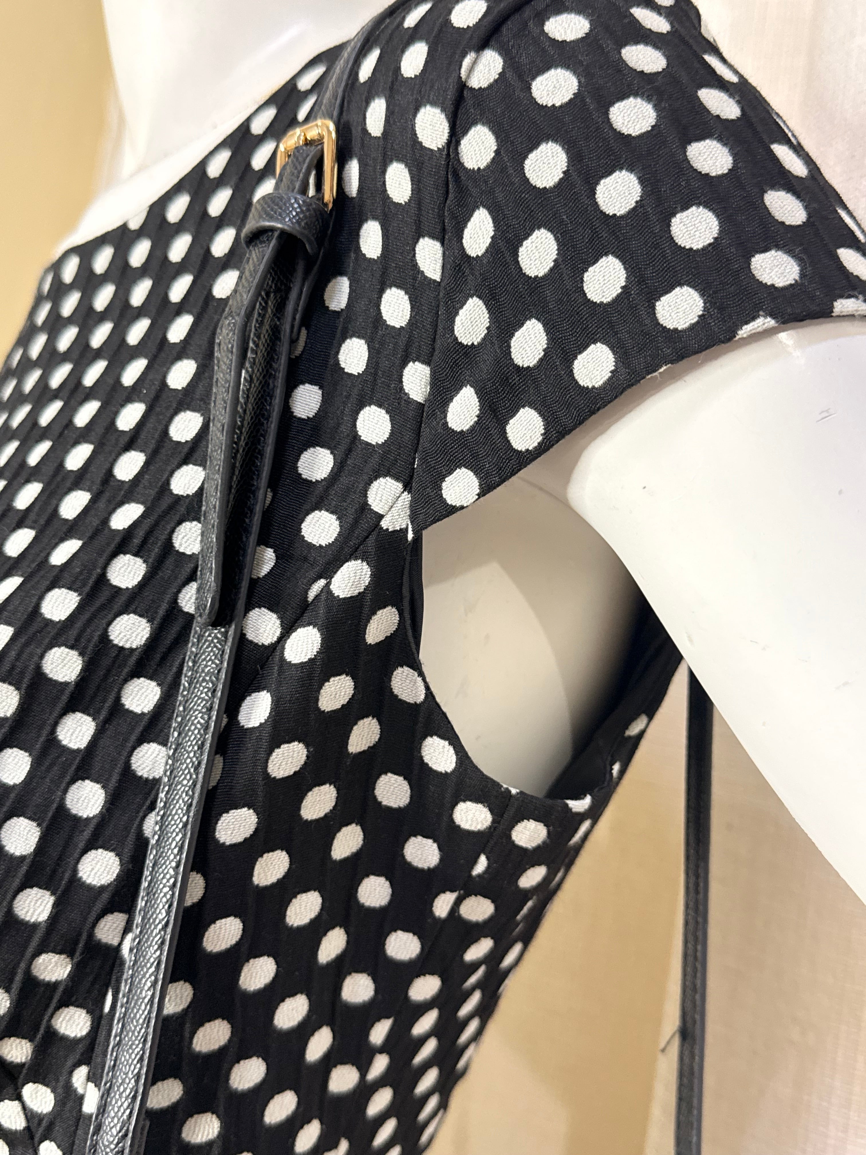 Zara Basic Black & White Polka Dot Pleated Mini Dress – Size M / UK 10