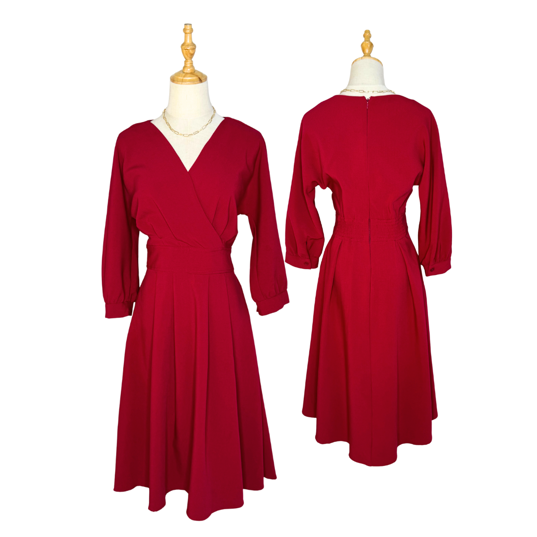 Only Edge Luxury Red Wrap Midi Dress | SMALL