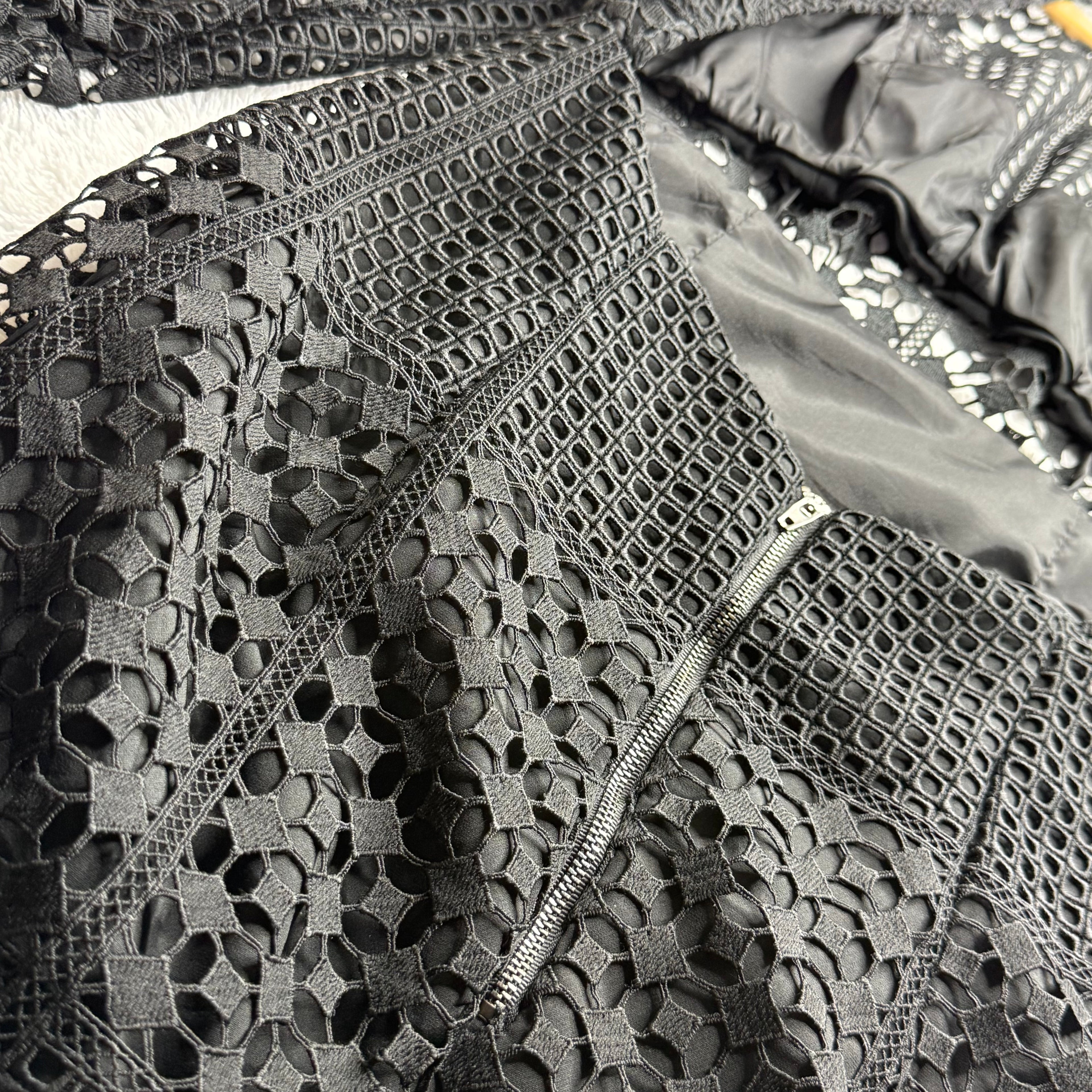 Kookai Black Lace Long-Sleeve Mini Dress with Open Back (Like New)