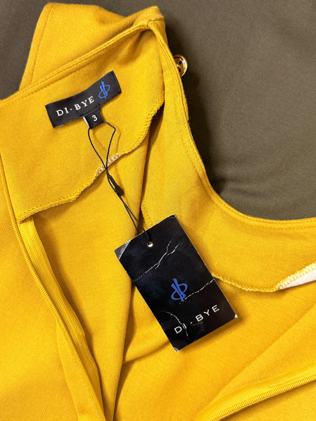 Di-Bye Mustard & Khaki Colorblock Button-Accented Shift Dress – Size M / UK 12 | NWT