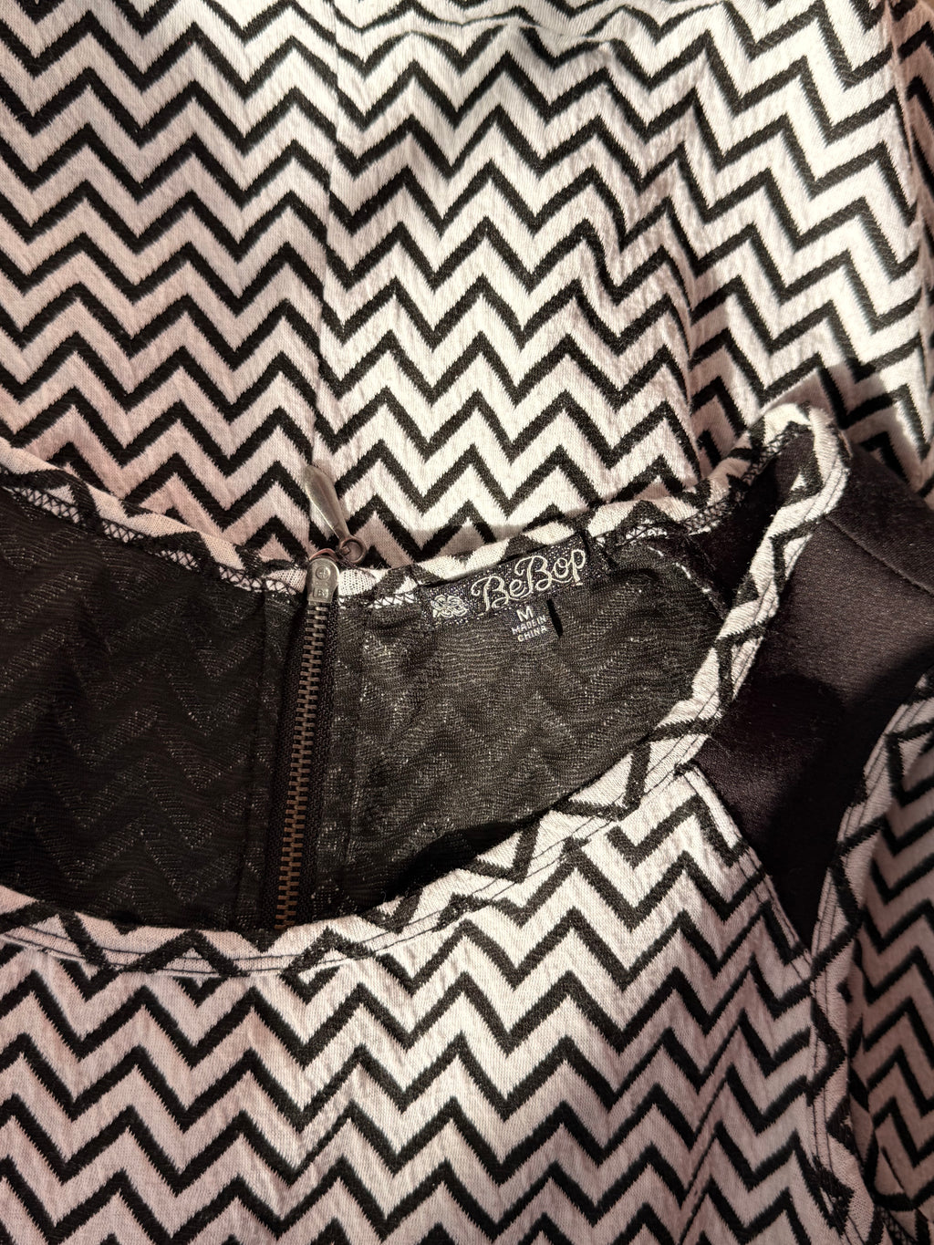BeBop Black & White Chevron Skater Mini Dress - Size M