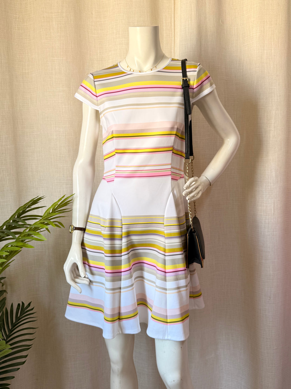 Legit Authentic Ted Baker "Sew in Love" Striped Fit & Flare Skater Dress (Size 2 / UK 10)