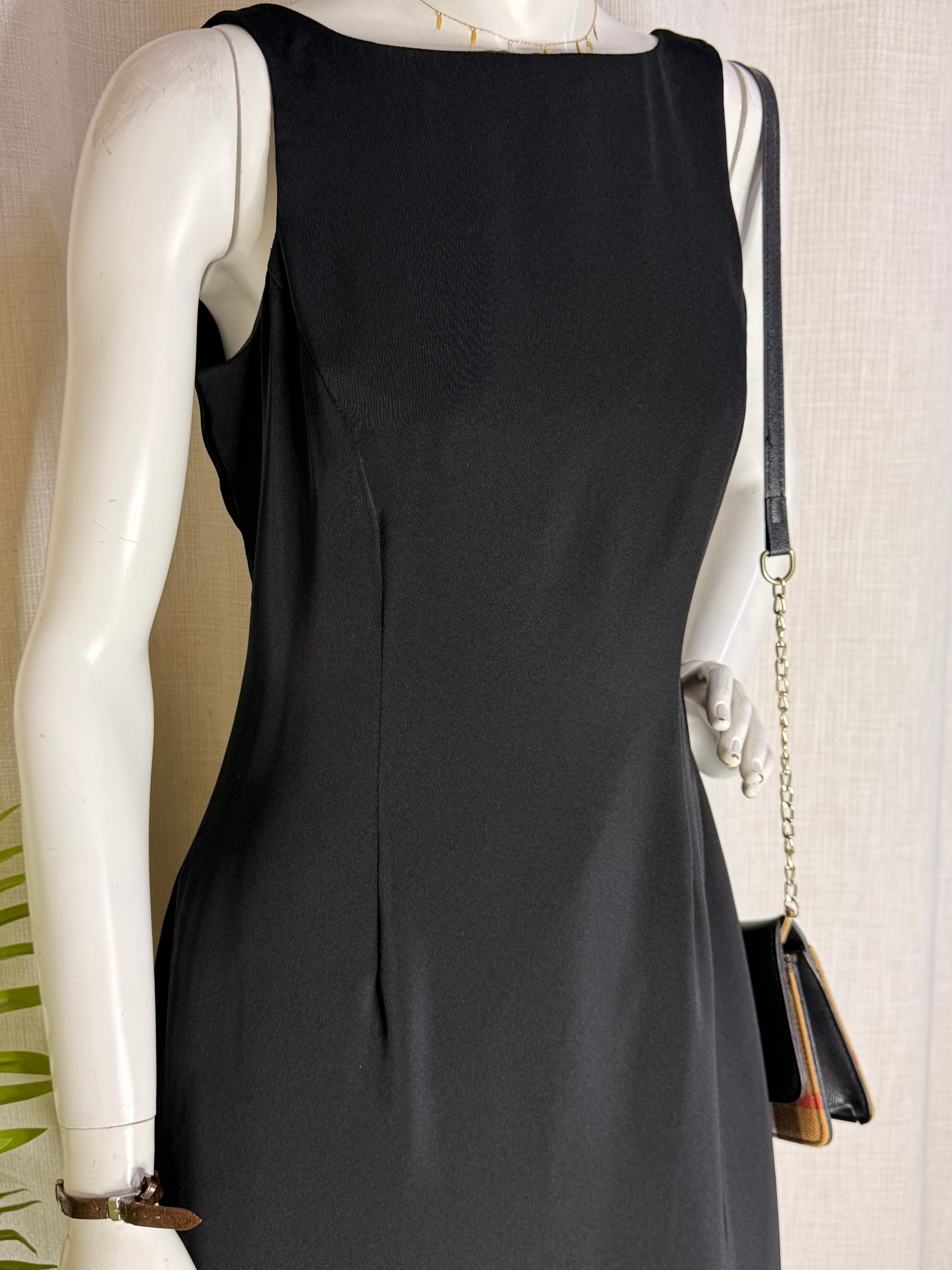 DOROTHY PERKINS Sleek Boat Neck Column Maxi Dress - Classic Black (Size UK 10 / M)