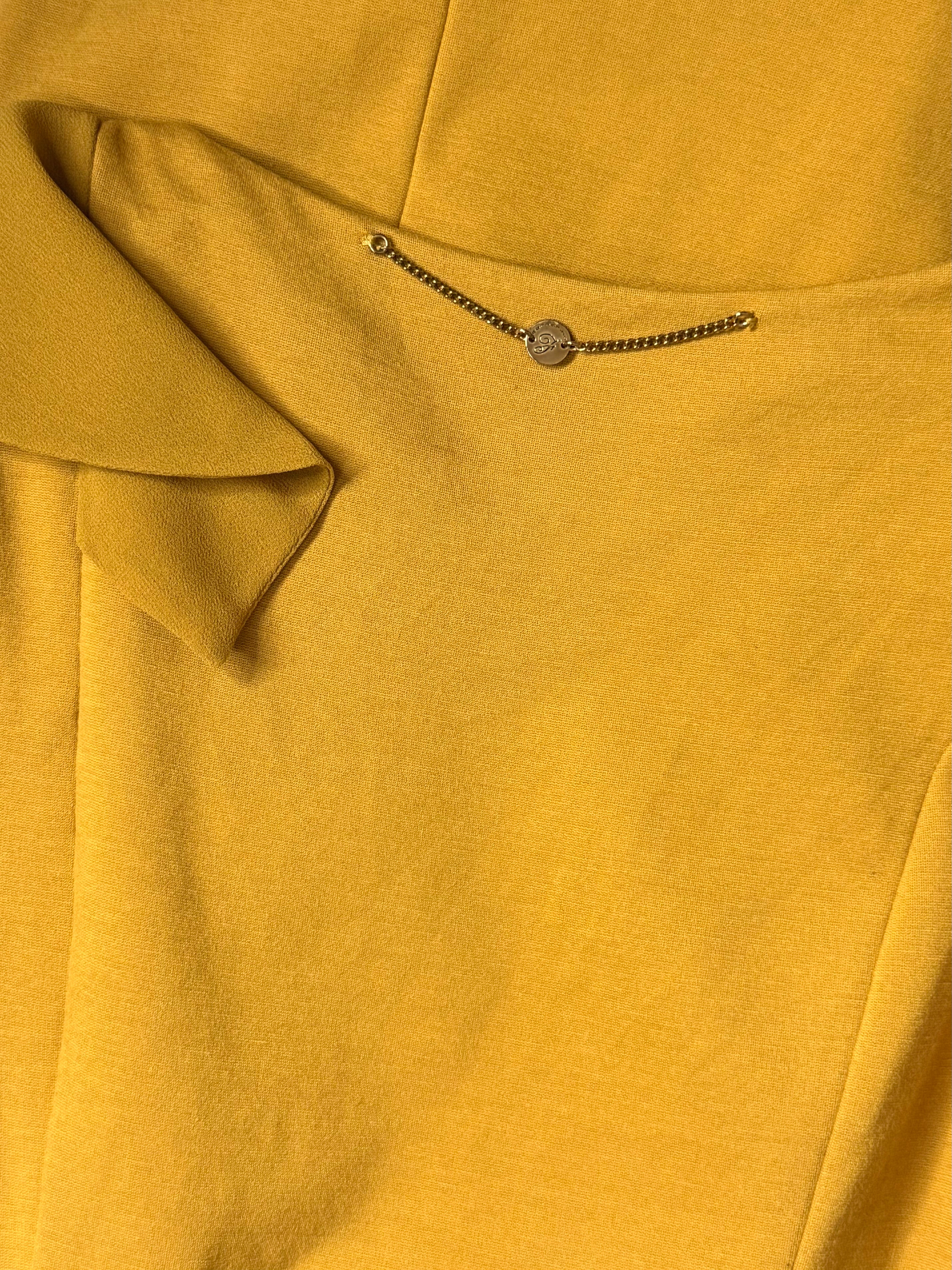 Fornarina Mustard Yellow Ruffle Shoulder Fitted Mini Dress – Size S / UK 8