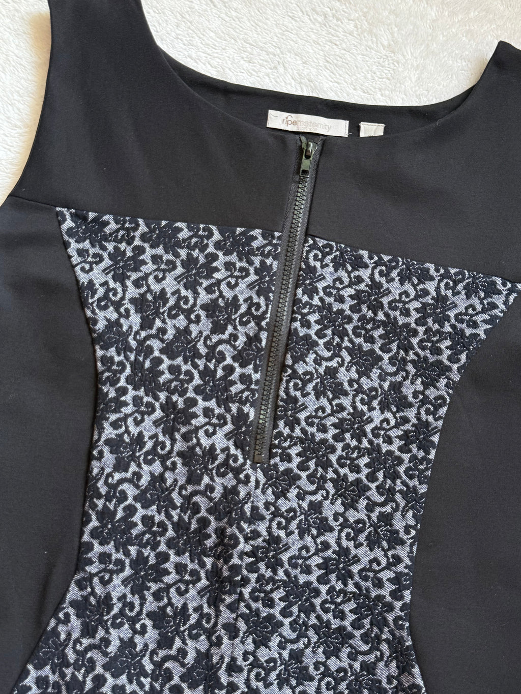 Ripe Maternity Black Zip-Front Dress | Size XL
