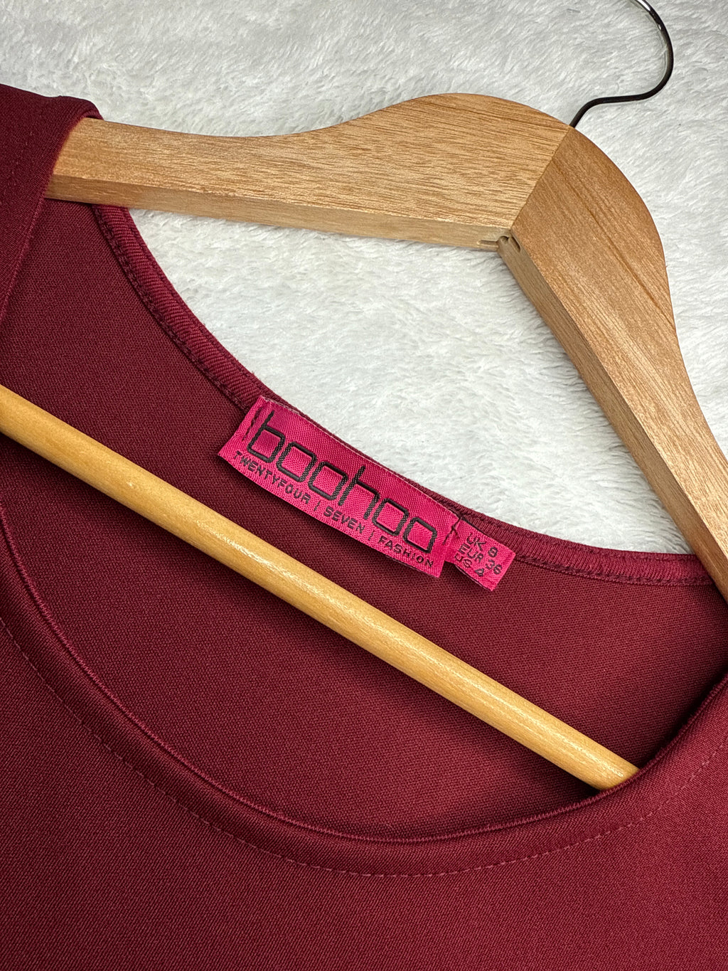 Boohoo Maroon & Black A-Line Dress (UK 8 / Small)