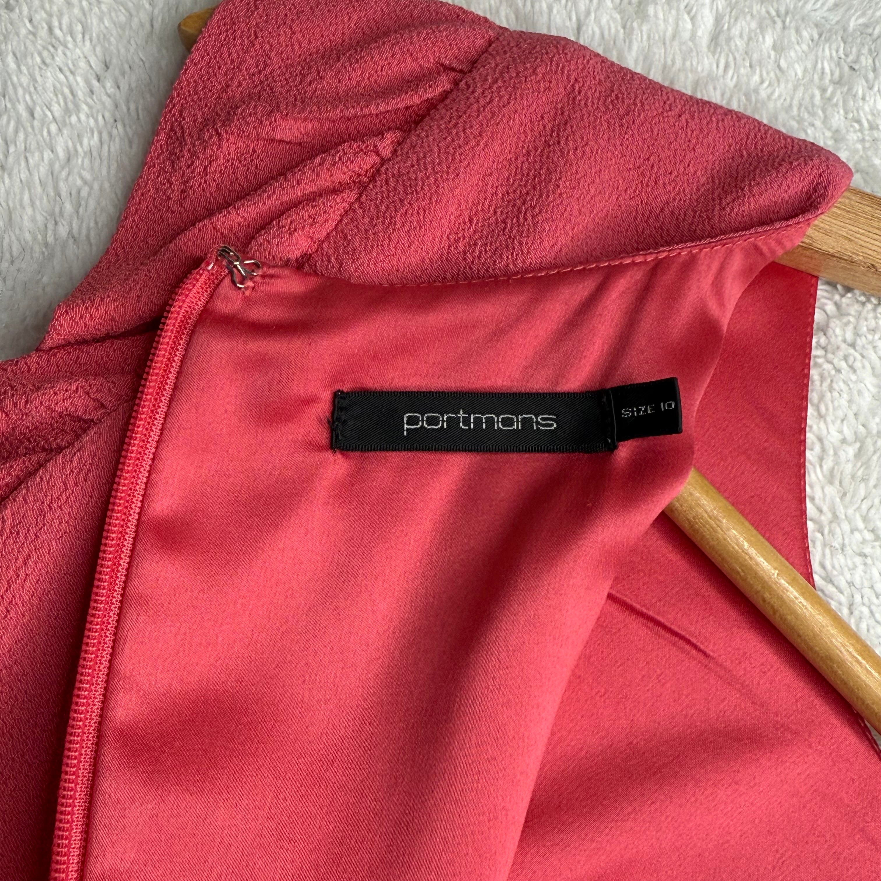 Portmans Pink Peplum Dress with Ruffle Sleeves