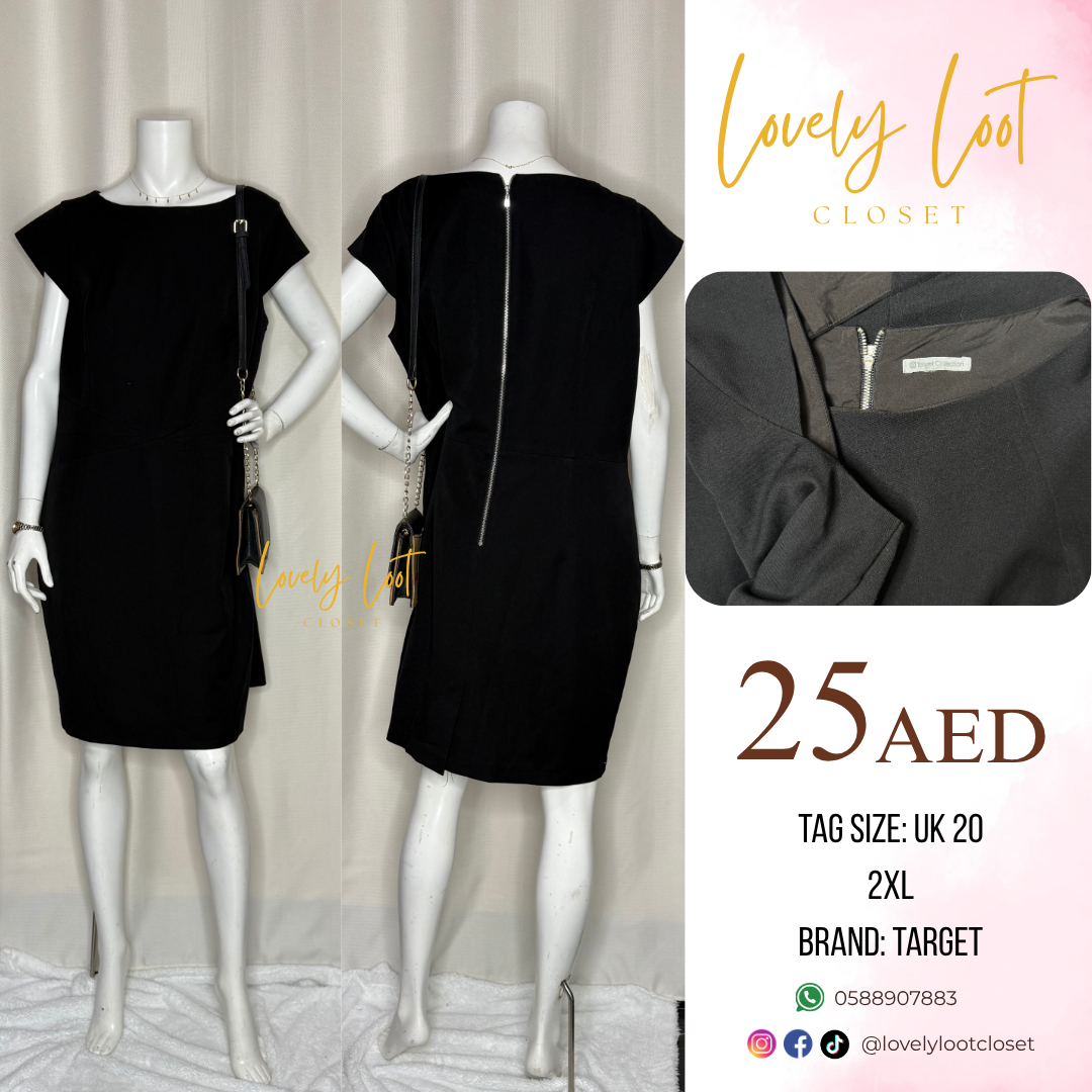 Target Black Cap-Sleeve Dress (UK 20 / 2XL)