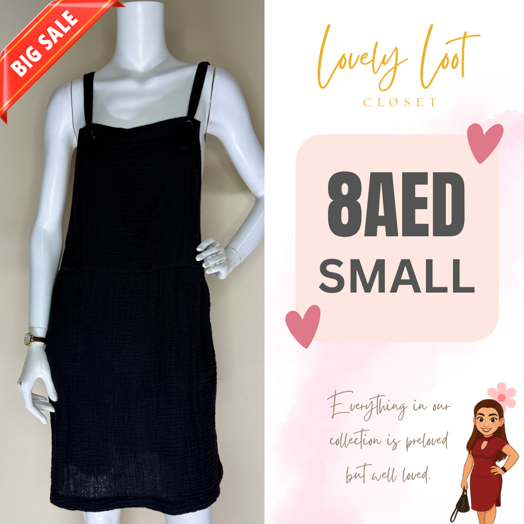Black Overall Mini Dress (Small)