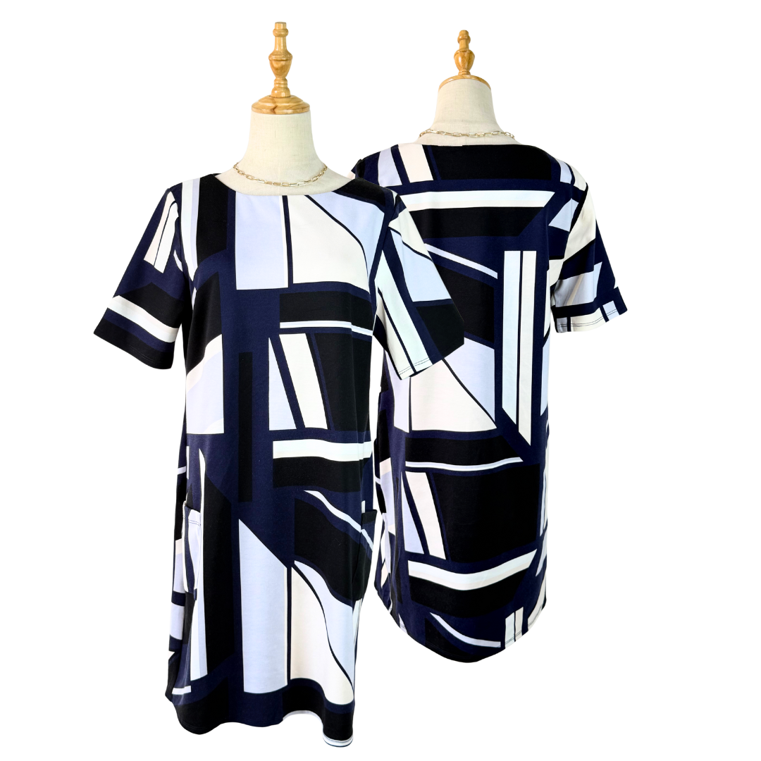 Comfortable WALLIS Abstract Print Tunic Dress - UK 14