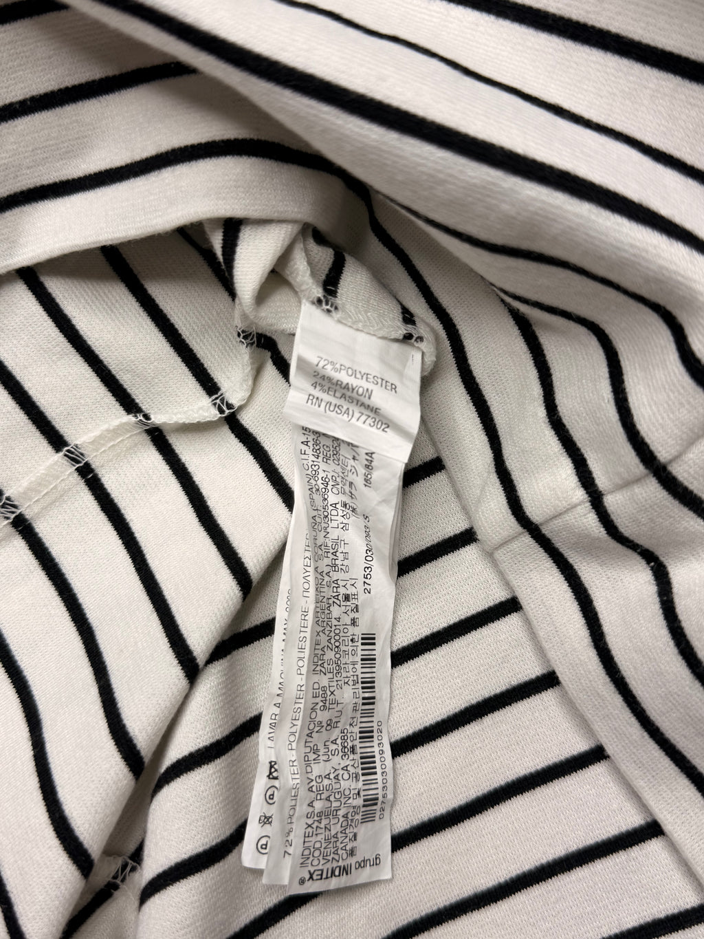 Zara Basic Striped Boat Neck Bodycon Dress with 3/4 Sleeves (Size S)