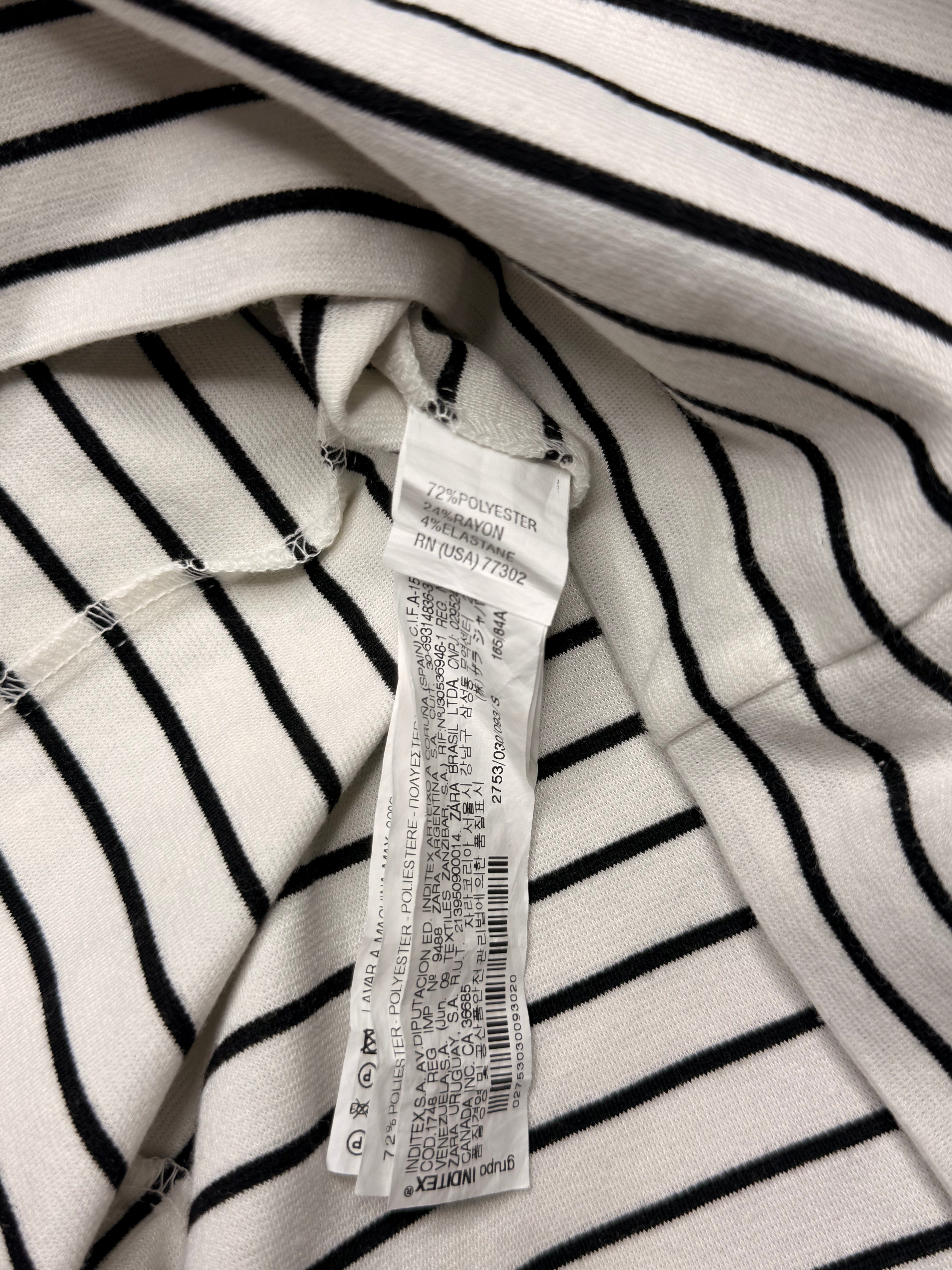 Zara Basic Striped Boat Neck Bodycon Dress with 3/4 Sleeves (Size S)