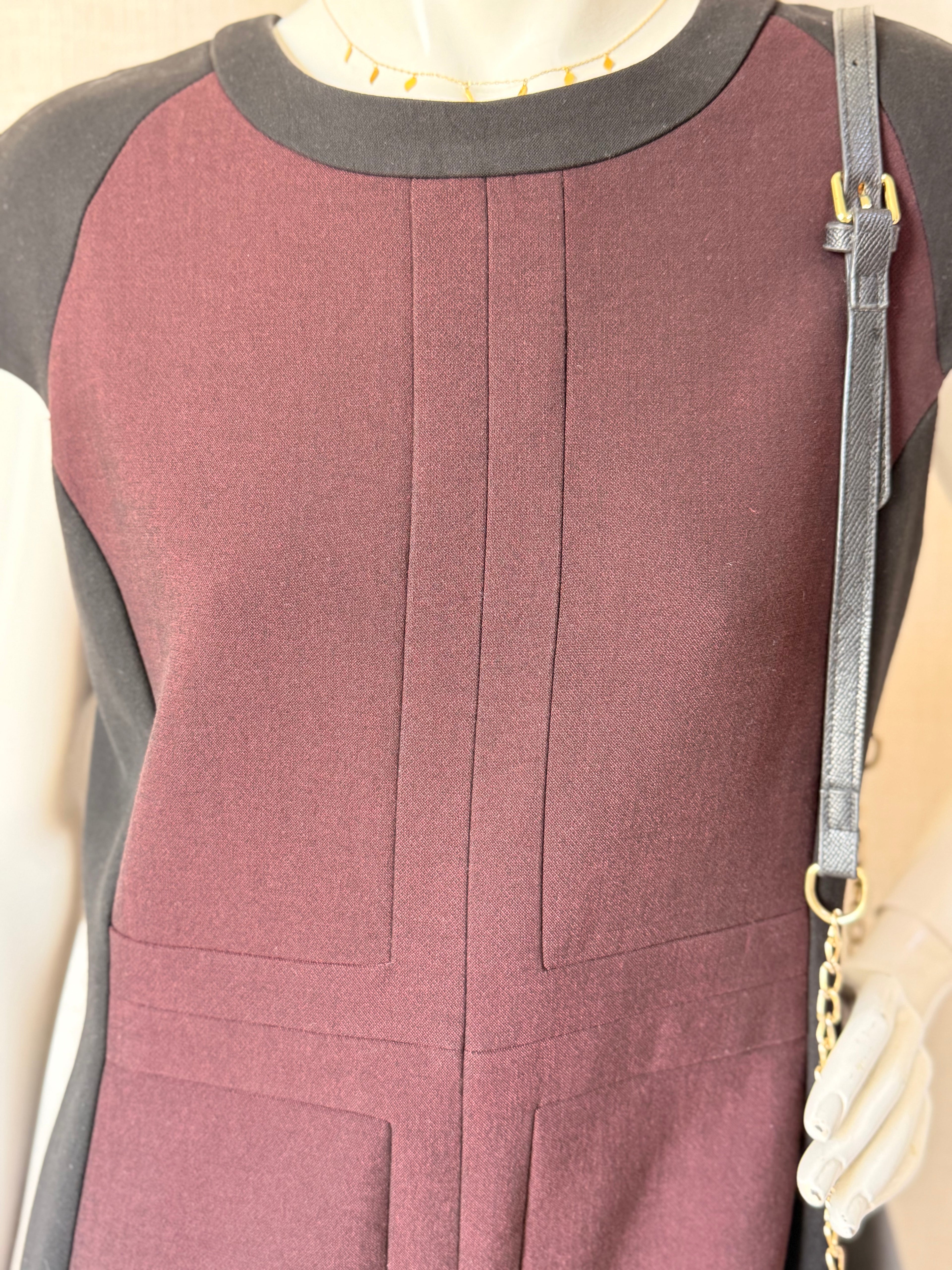 Zara Burgundy & Black Colorblock Mini Dress | Size L