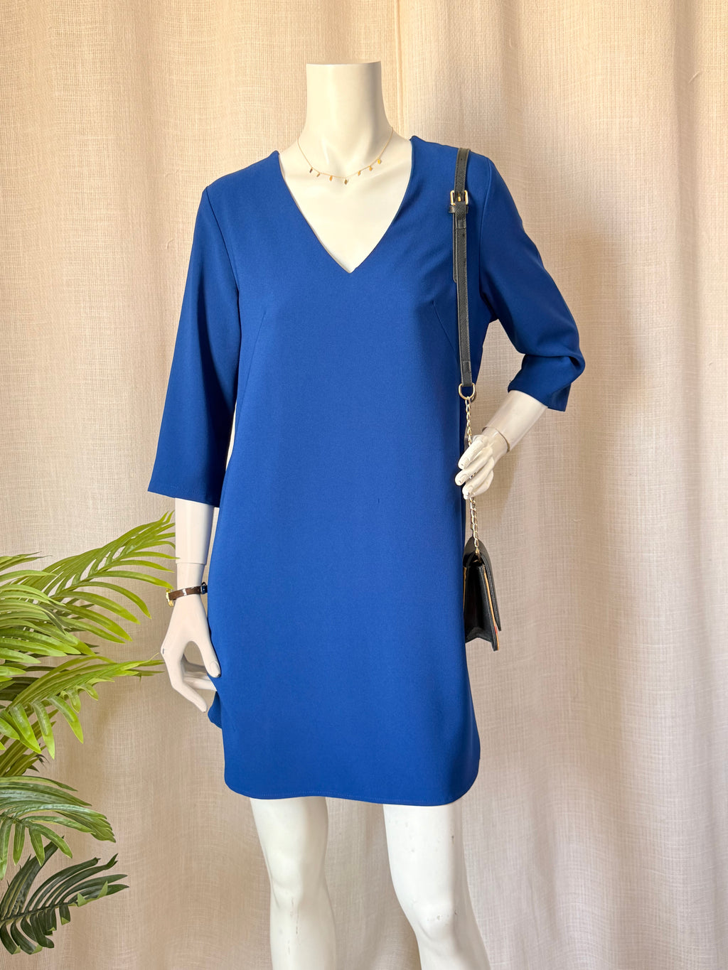 Roulette Royal Blue V-Neck Shift Dress