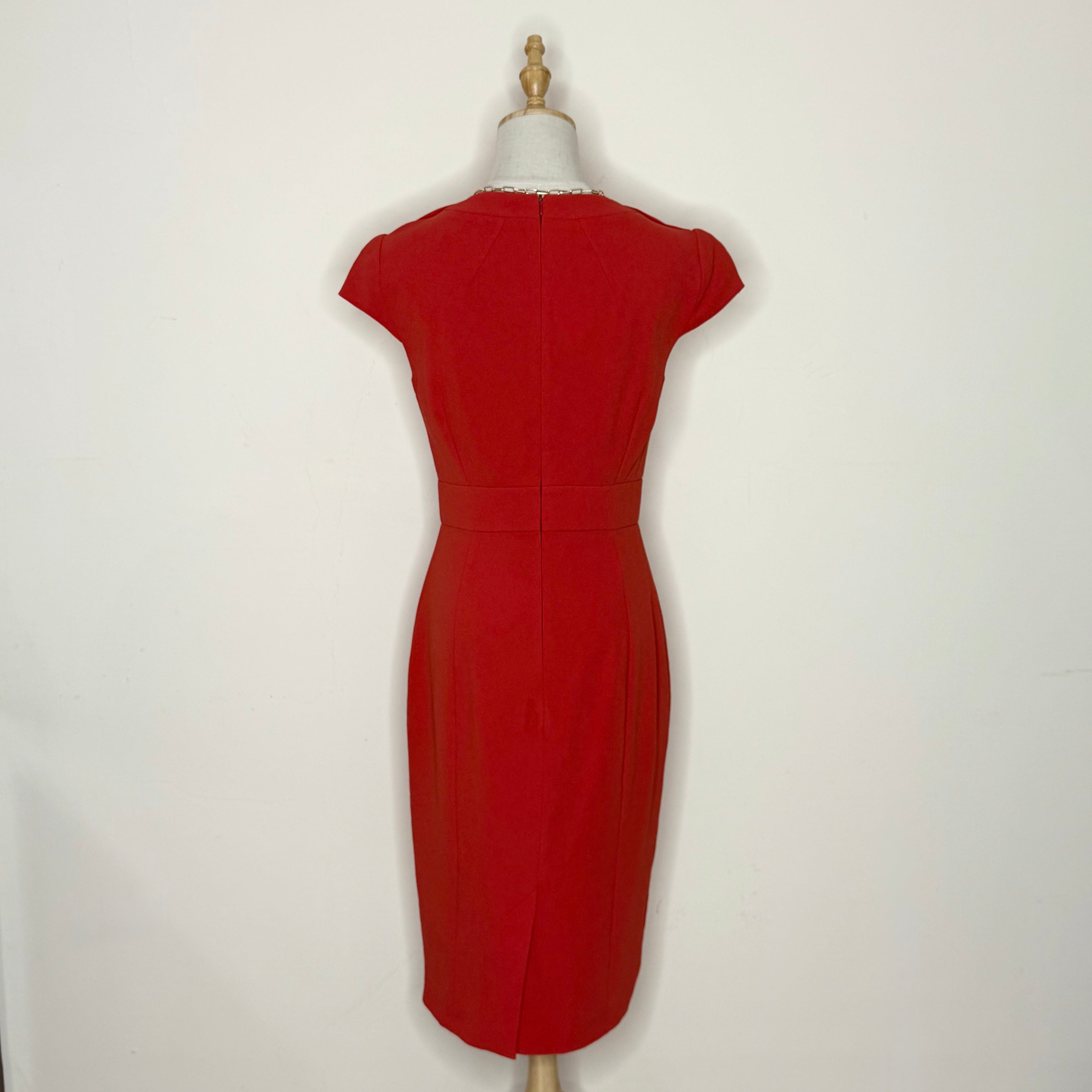 Karen Millen Red Structured Sheath Dress