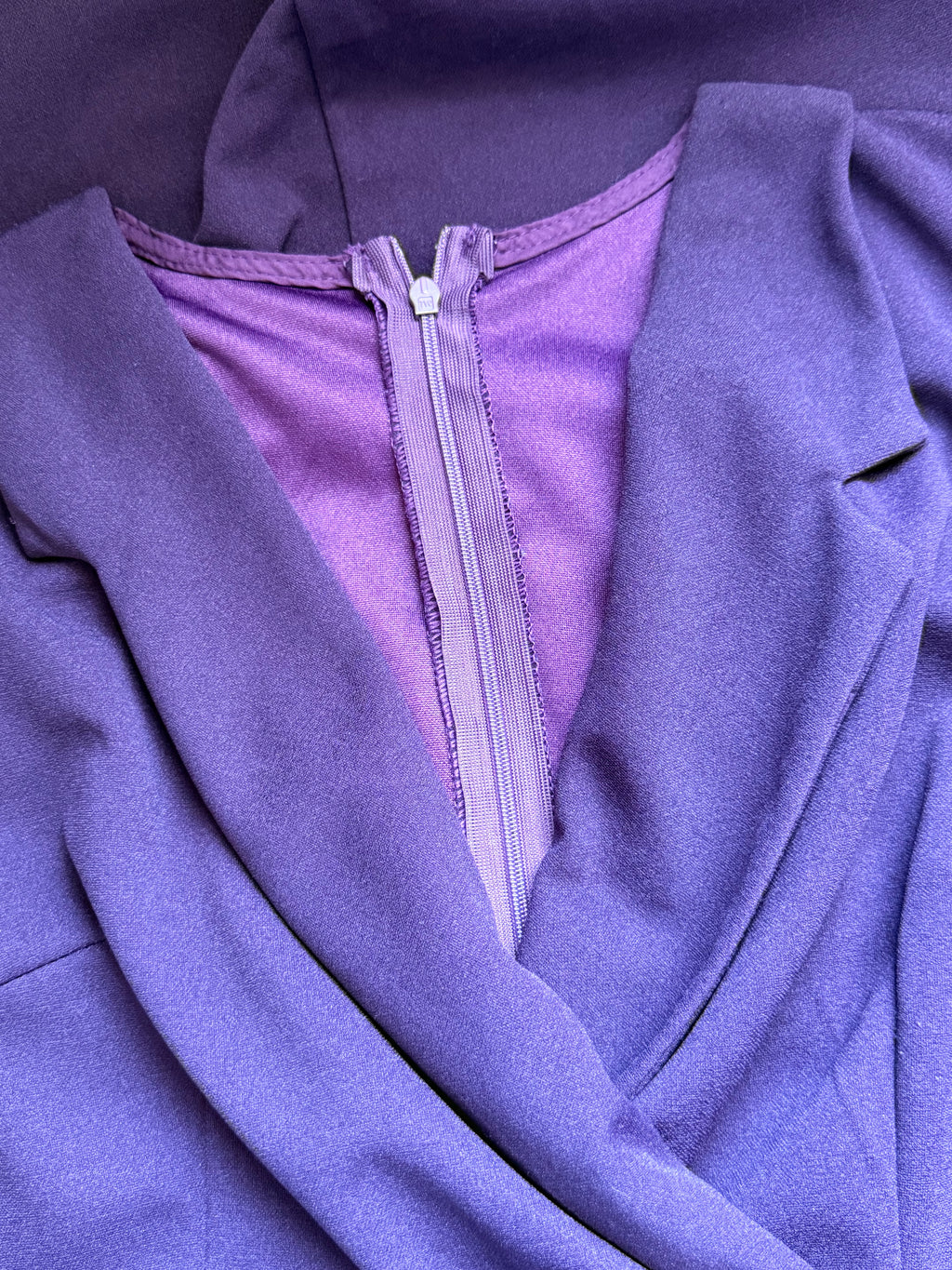 Sophisticated Deep Purple Blazer-Style Midi Dress