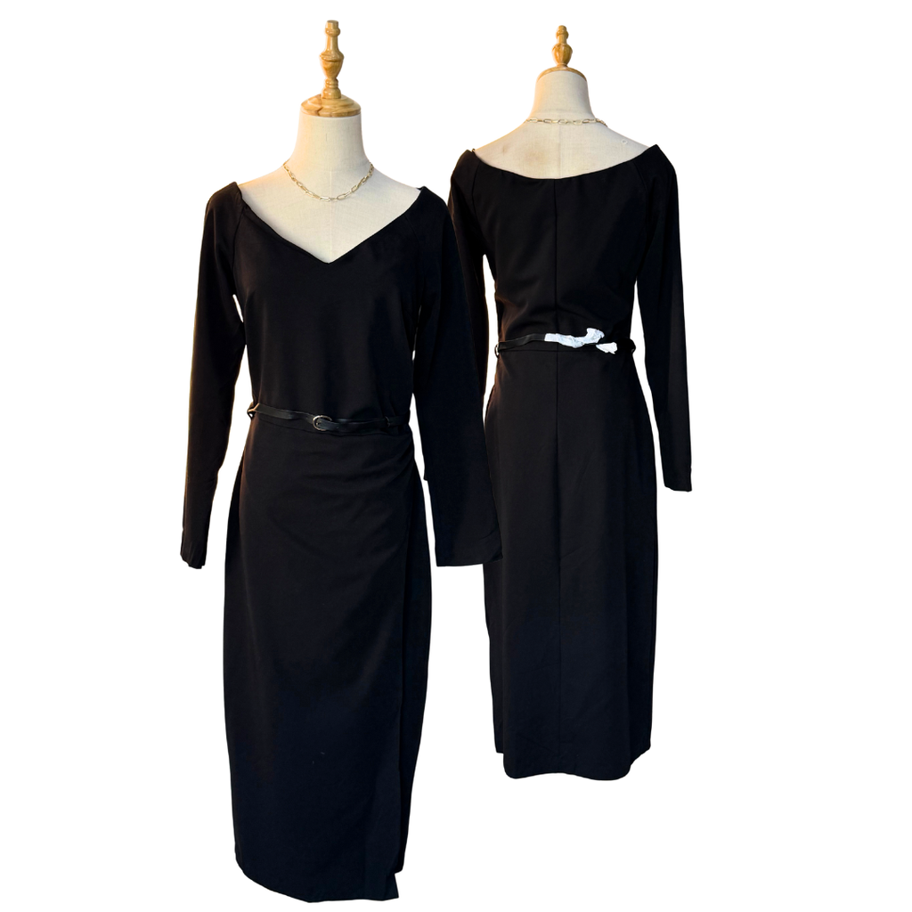 Elegant H&M Black Midi Dress - US Small | NWT and Belt