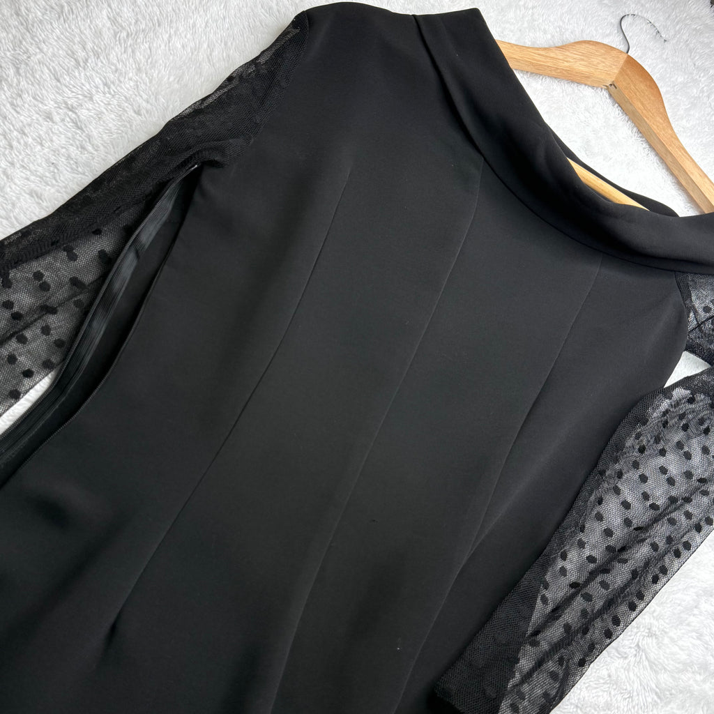 Bianca and Bridgette Black Mini Dress with Mesh Sleeves