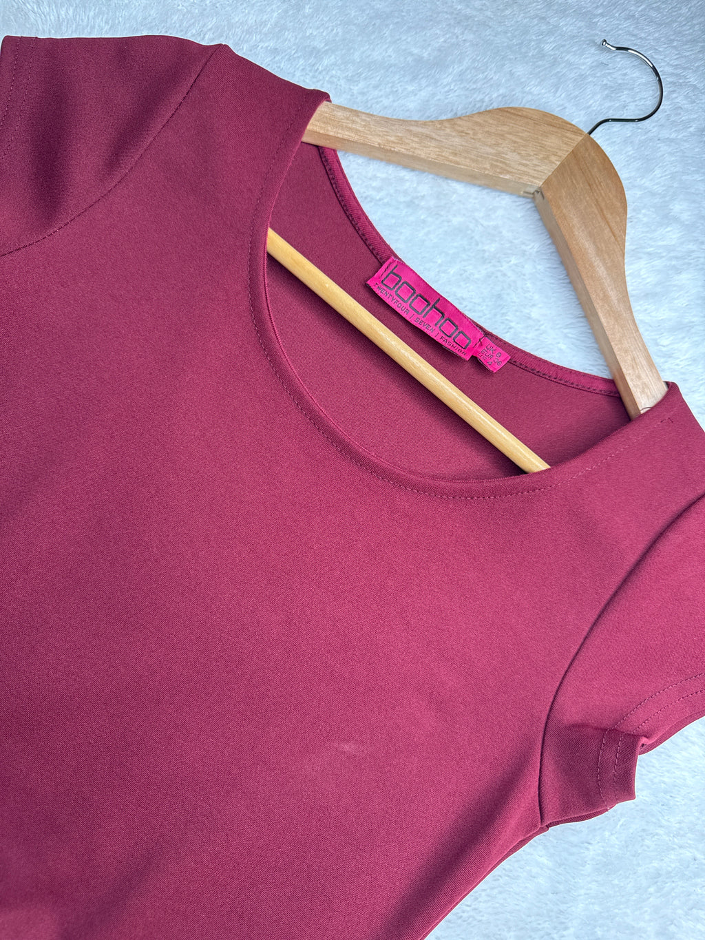 Boohoo Maroon & Black A-Line Dress (UK 8 / Small)