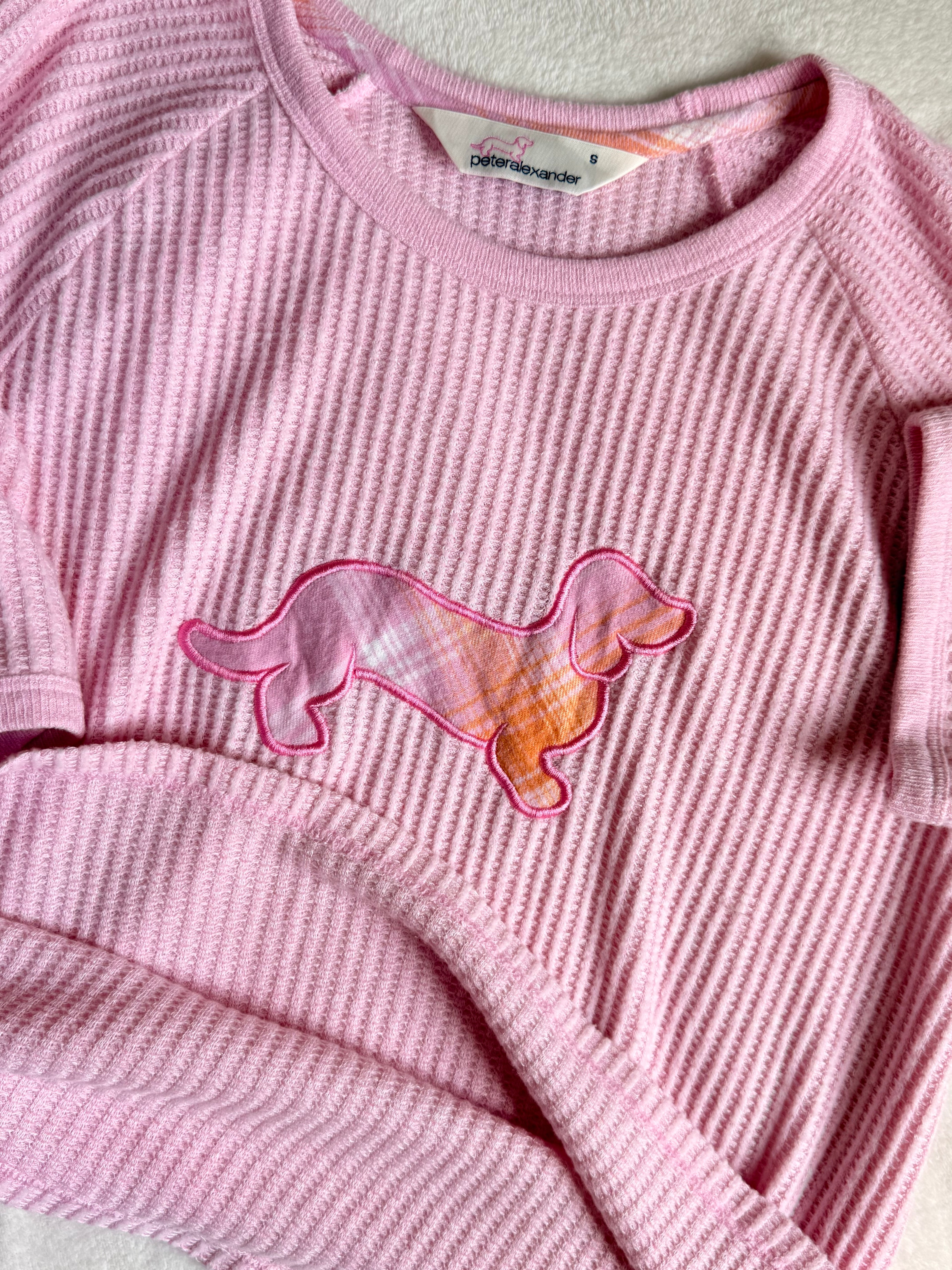 Peter Alexander Pink Waffle Knit Tee | Small