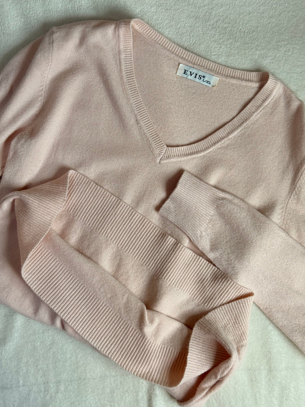 EVIS Blush Pink V-Neck Knit | Small