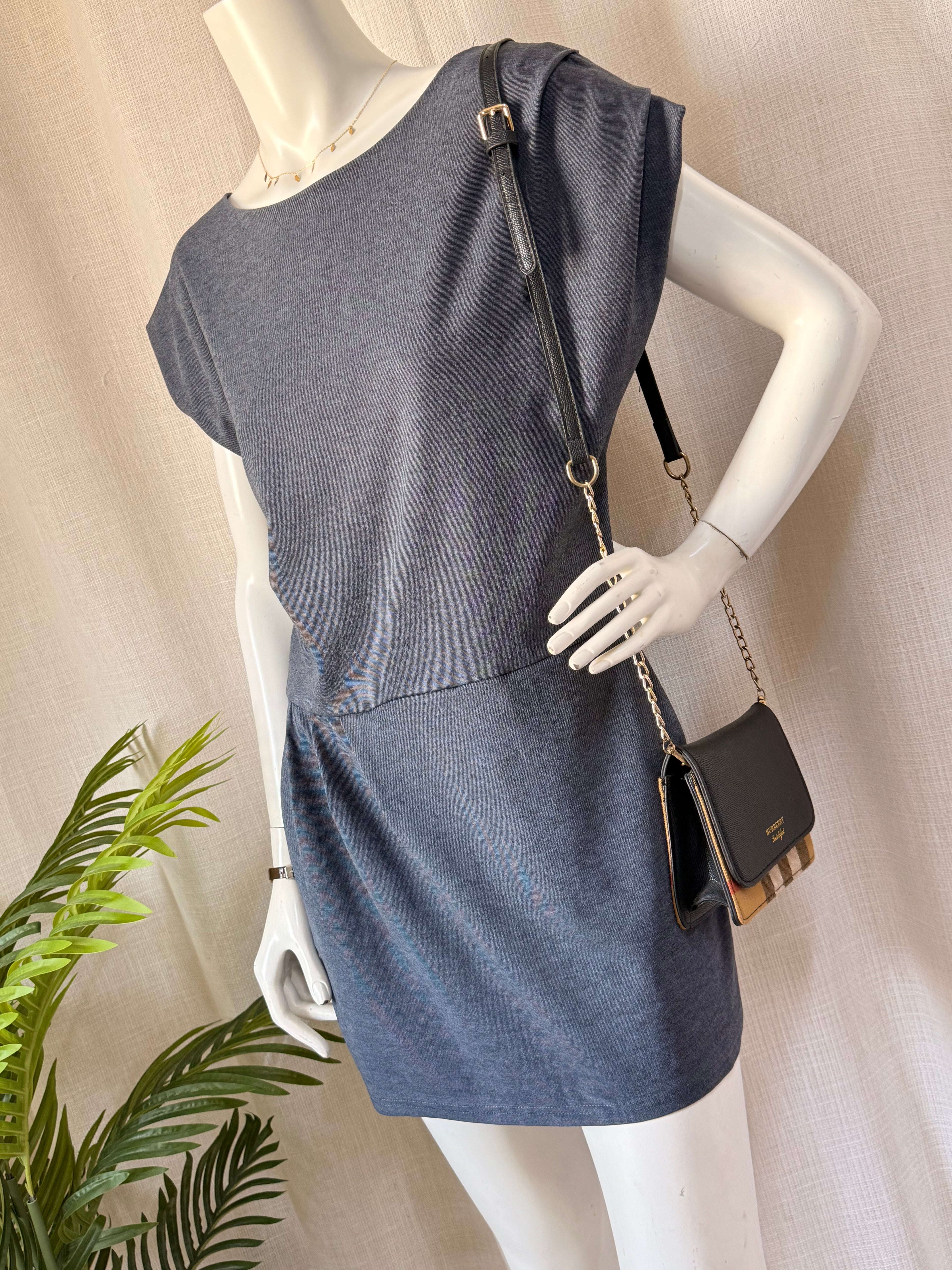 Loop Grey Ruched Side Mini Shift Dress | Large