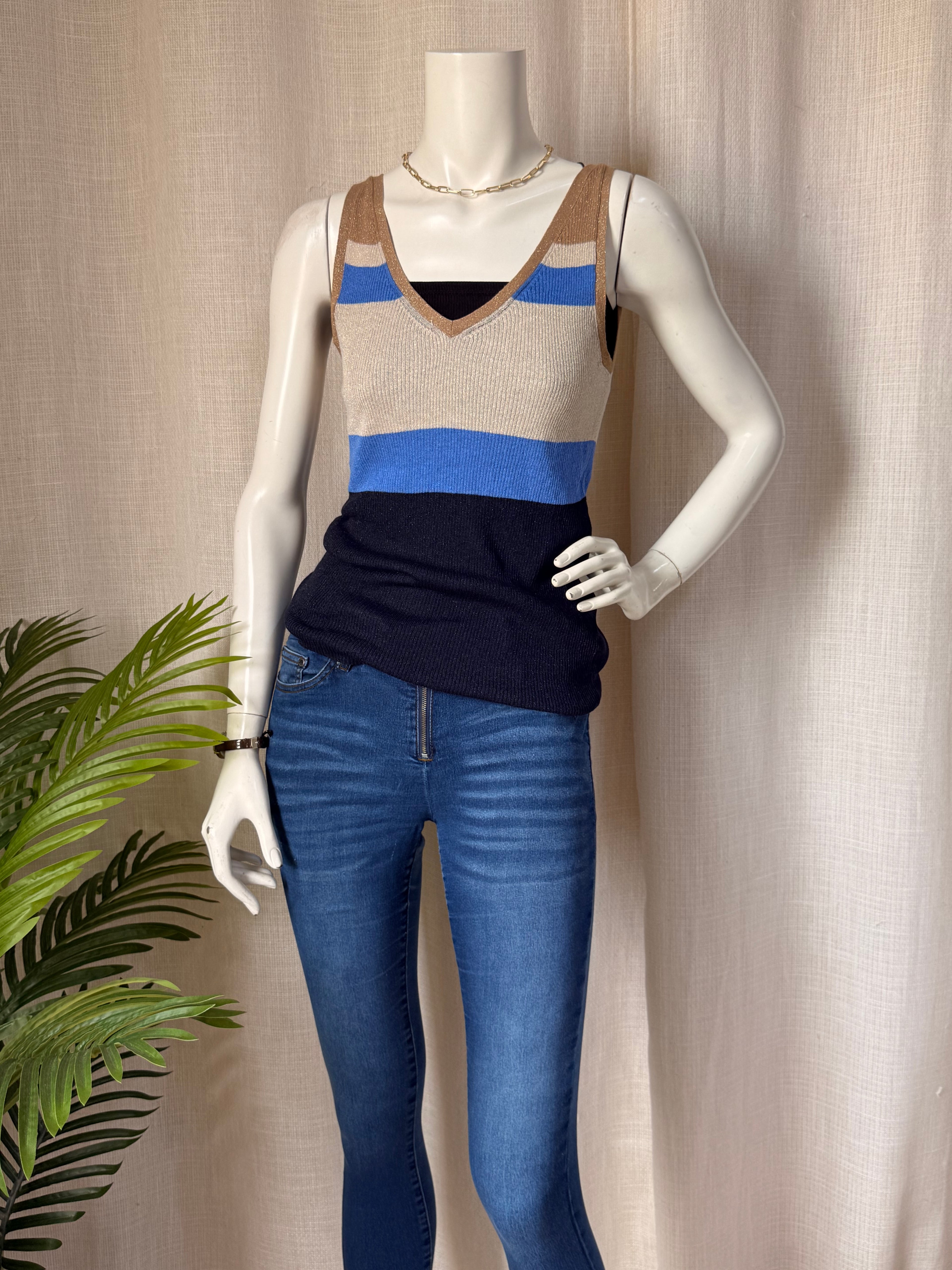 Next Metallic Color-Block Ribbed | UK 12