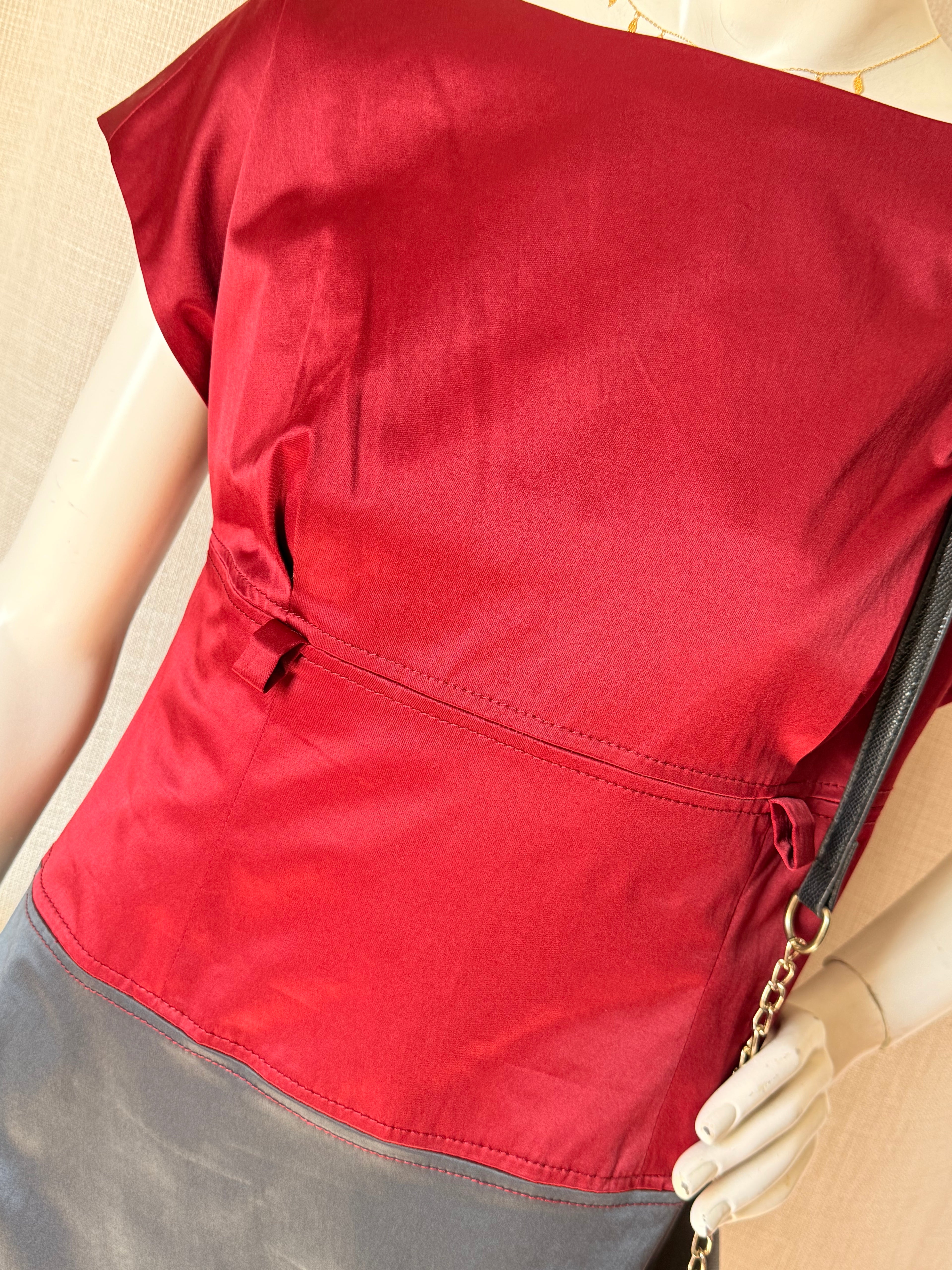 Trucco Maroon & Gray Color-Block Dress (EU 40 / Large)