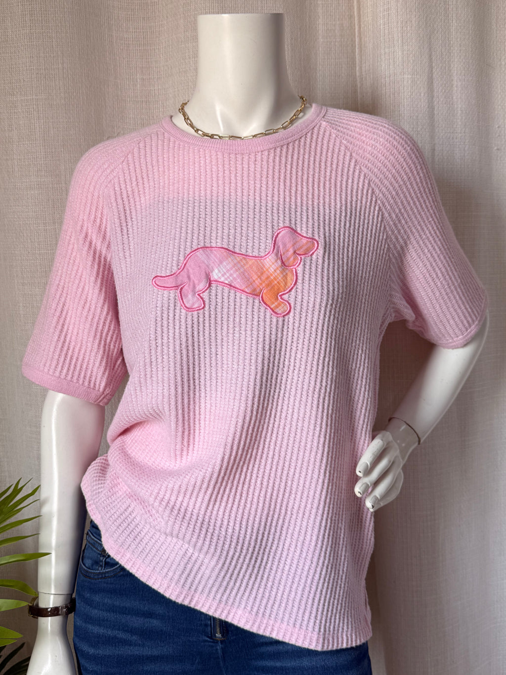 Peter Alexander Pink Waffle Knit Tee | Small
