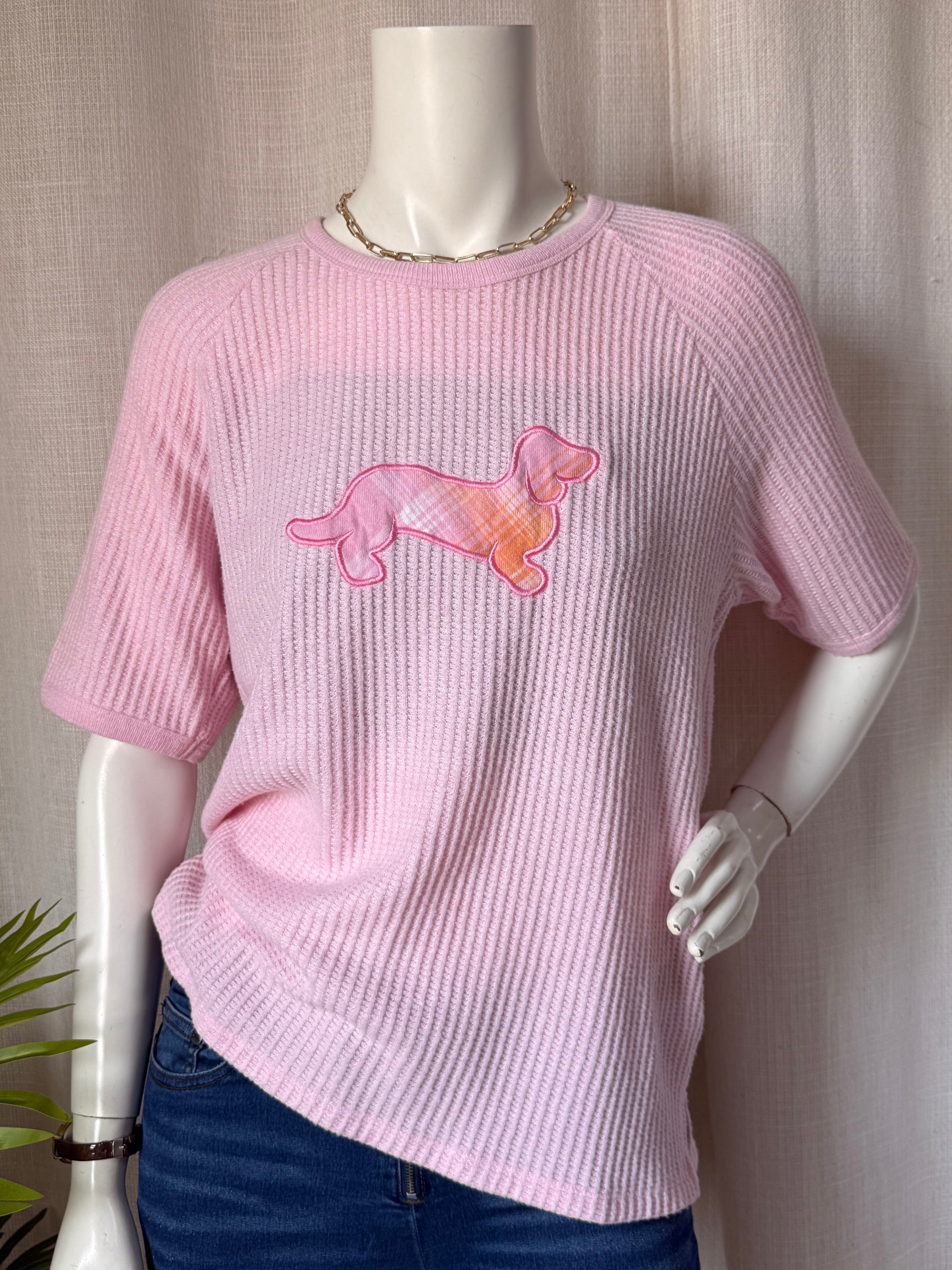 Peter Alexander Pink Waffle Knit Tee | Small