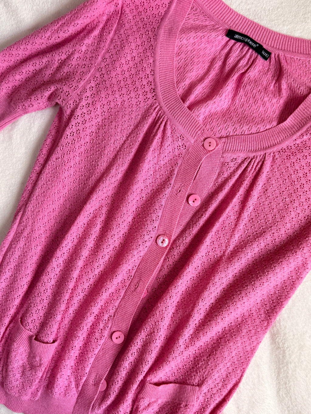 Atmosphere Hot Pink Pointelle Cardigan | UK 14