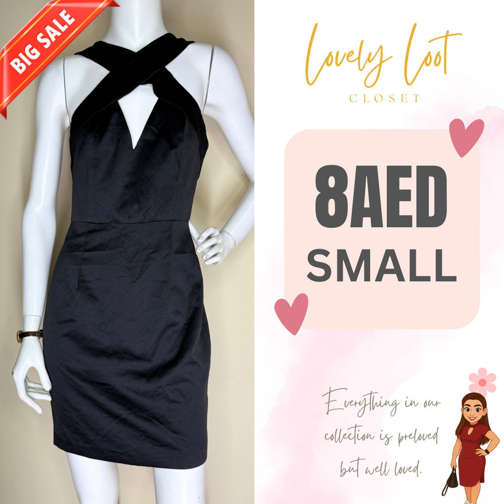 Black Mini Dress with Crisscross Detail (Small)