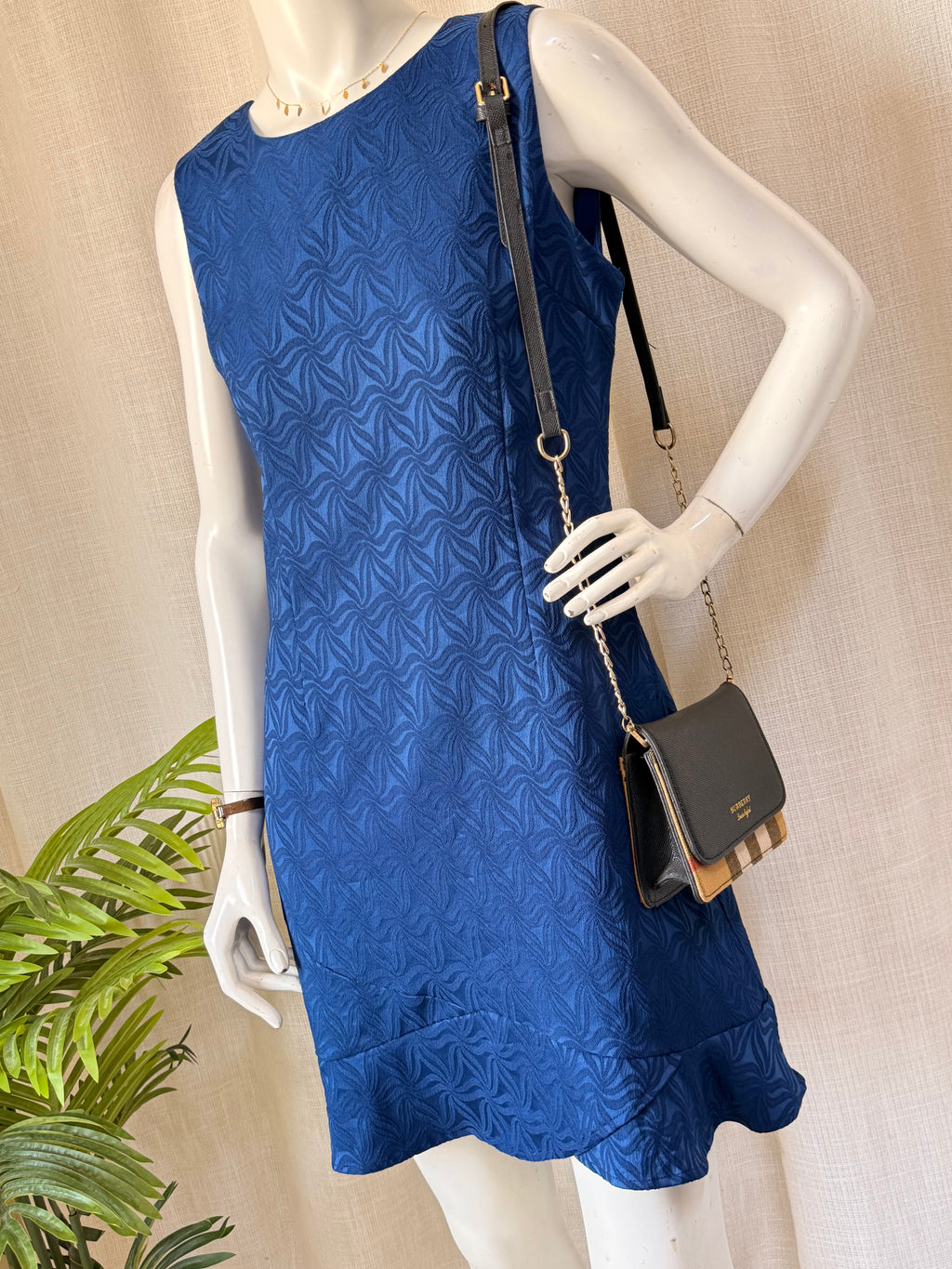Royal Blue Textured Sleeveless Mini Dress