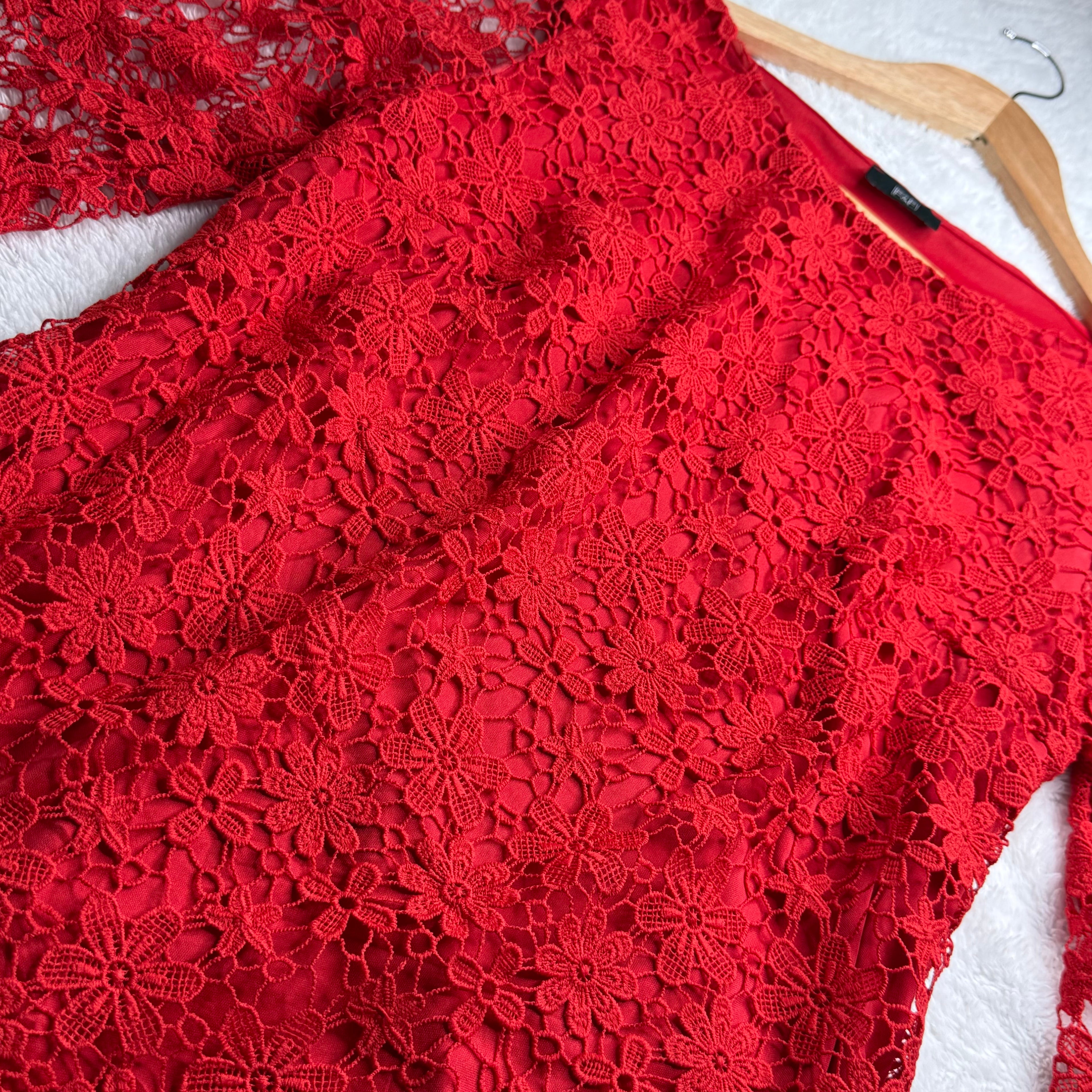 F&F Red Floral Lace Shift Dress