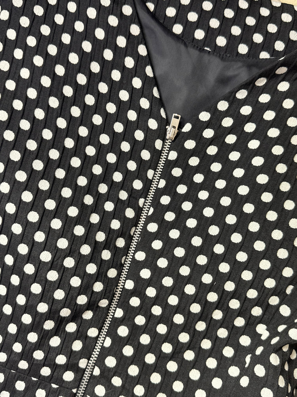 Zara Basic Black & White Polka Dot Pleated Mini Dress – Size M / UK 10