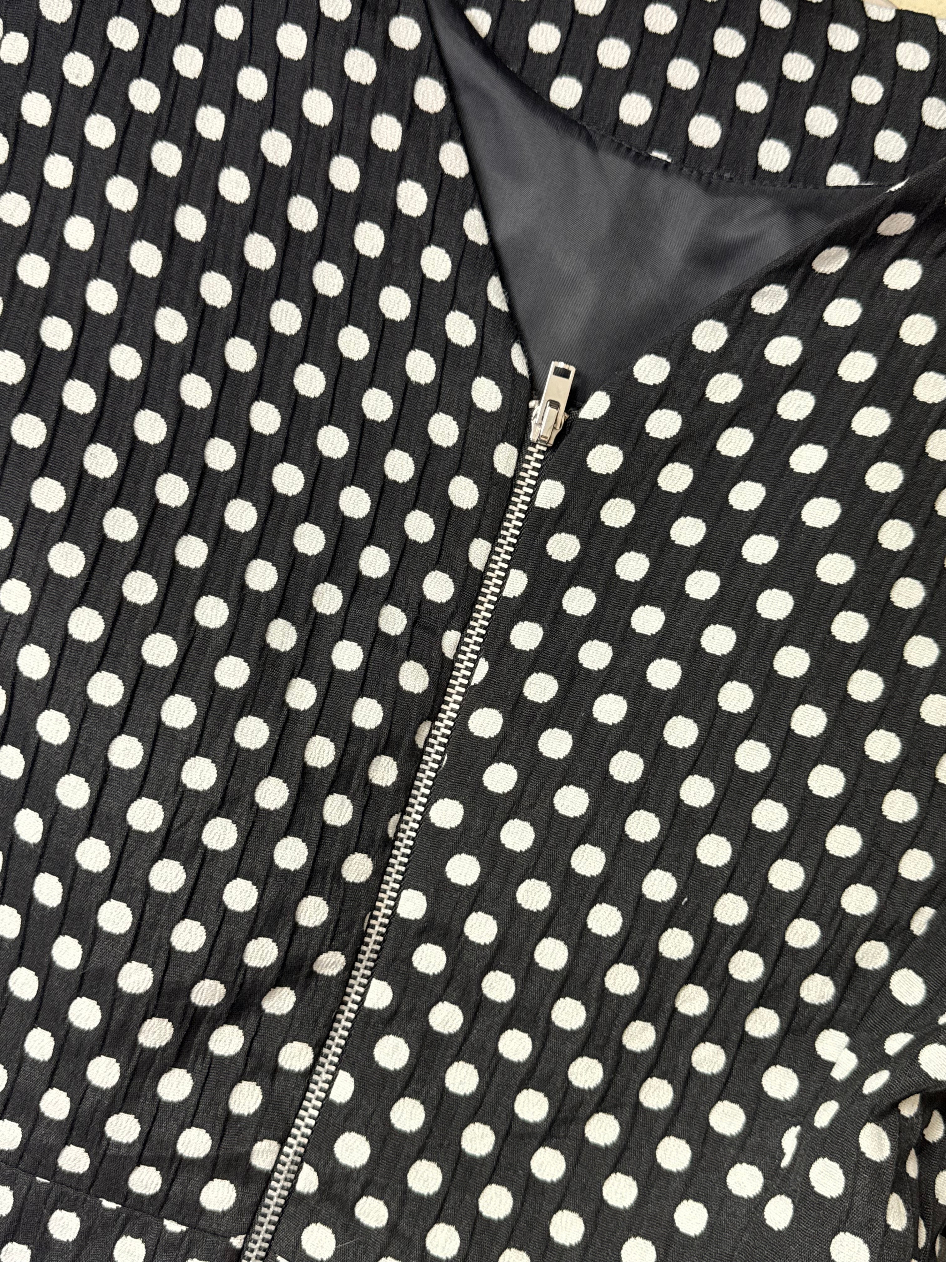 Zara Basic Black & White Polka Dot Pleated Mini Dress – Size M / UK 10
