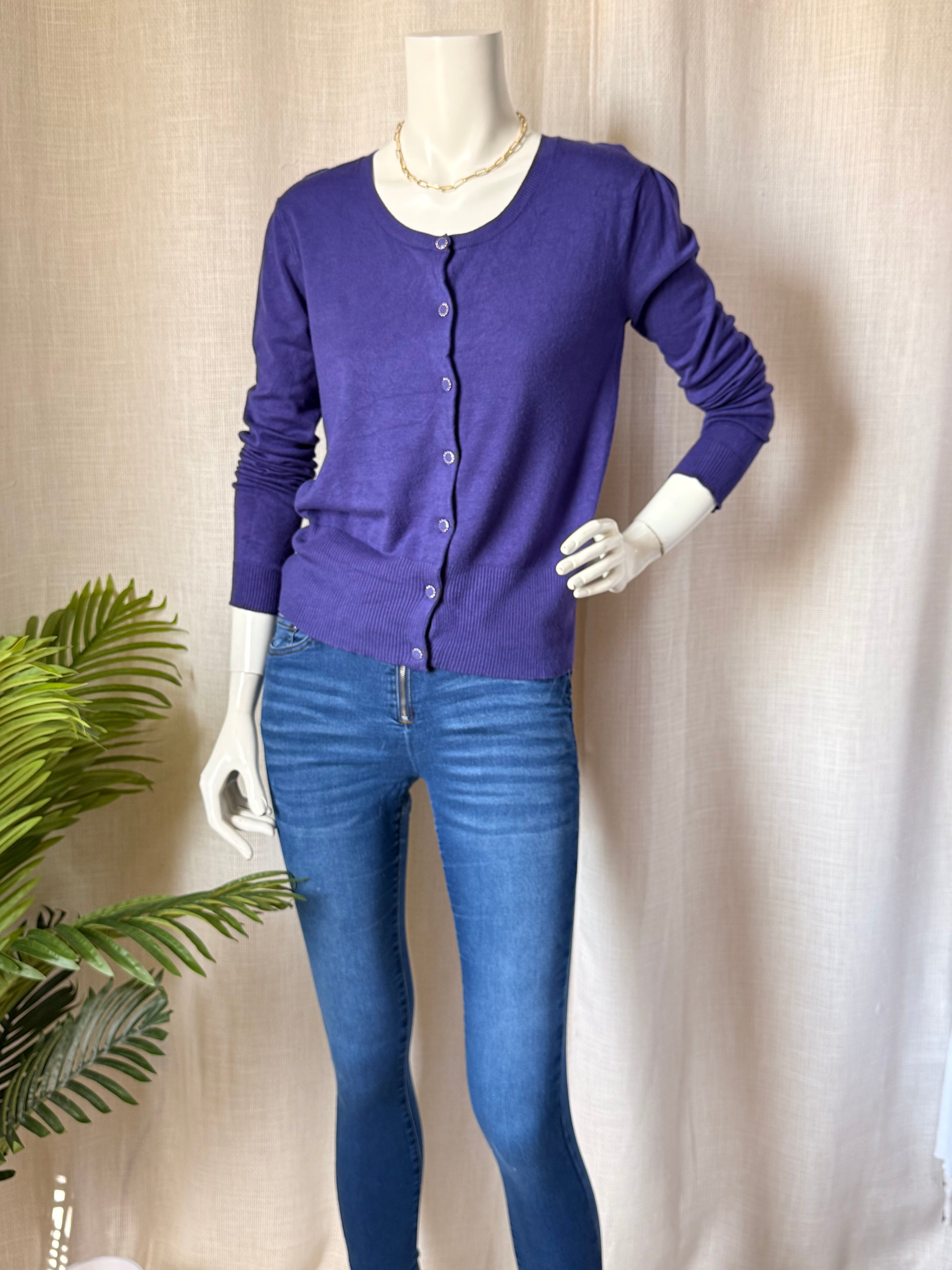 SAVIDA Purple Button-Down Cardigan | Small