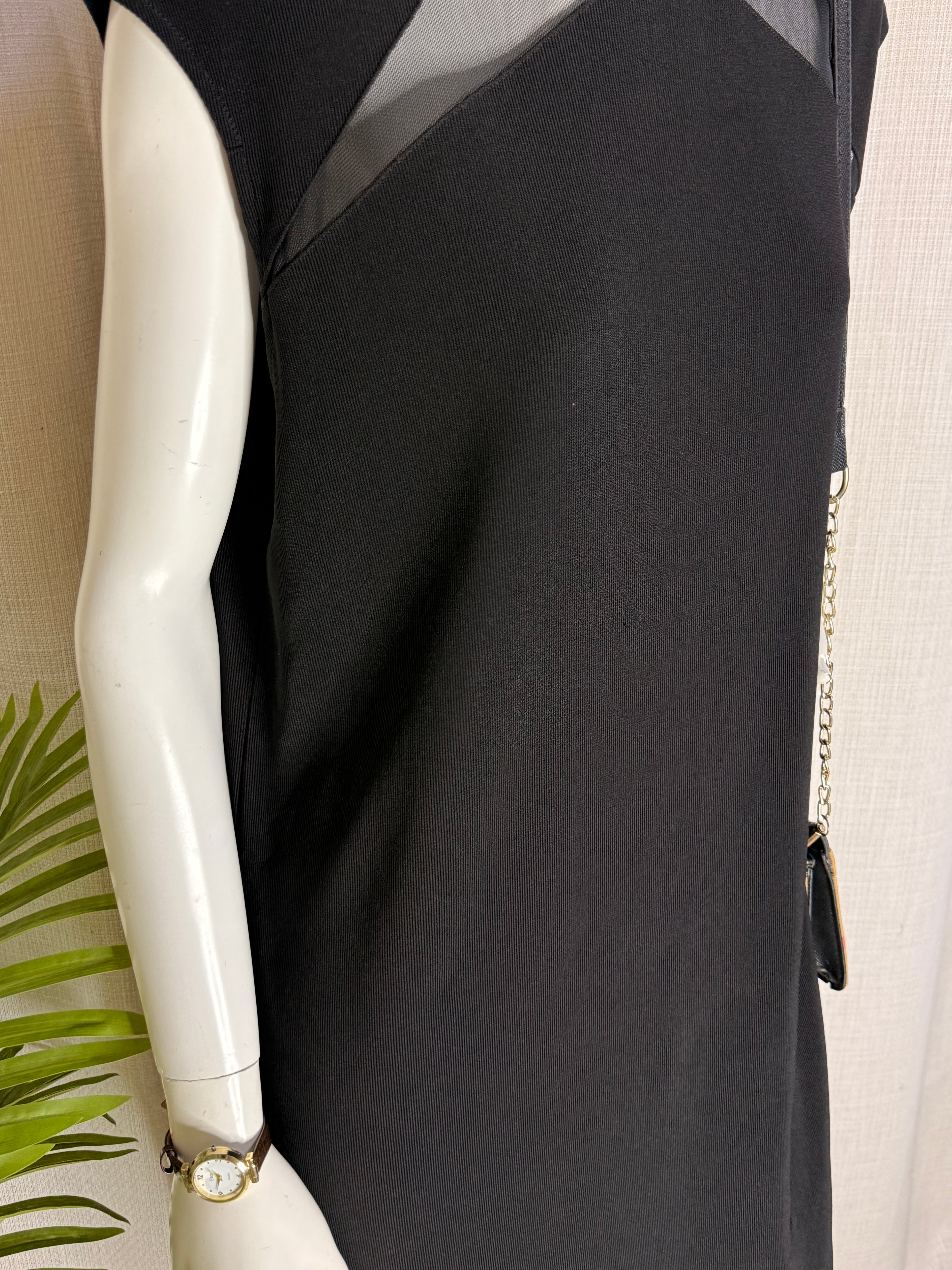 CASTALUNA Sheer Mesh Panel Black Shift Dress - Plus Size Curve (Size XL / XXL)